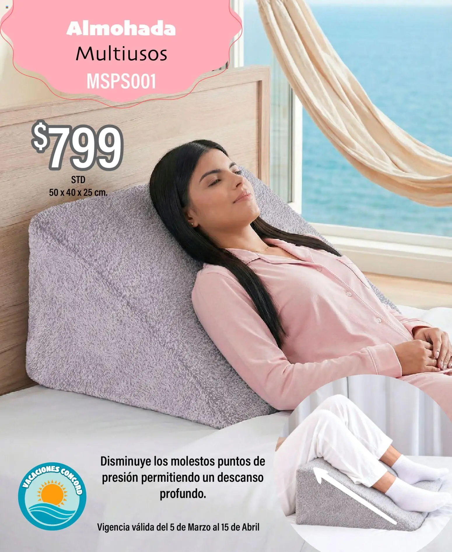 Nuevas ofertas de Colchas Concord válidas en toda la República Mexicana desde el 05.03.2026. ¡Encuentra las mejores ofertas en Colchas Concord catálogo Vacaciones! | Página: 33 | Productos: Almohada