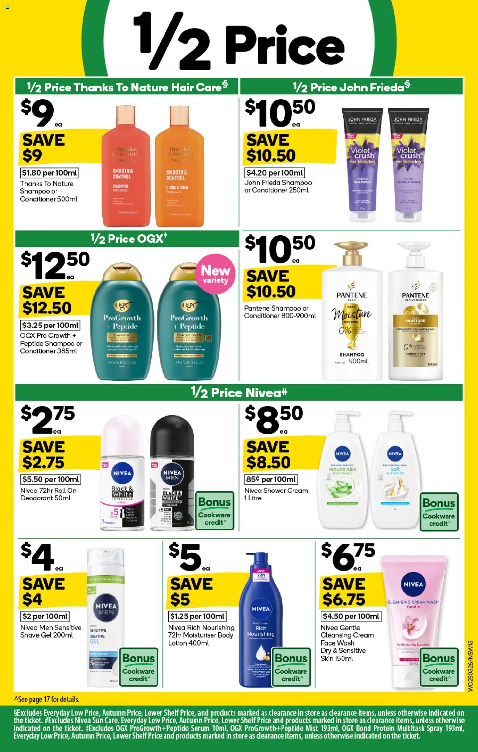 Woolworths catalogue - valid from 25.03.2026 | Page: 13 | Products: Shampoo, Lotion, Cream, Face wash
