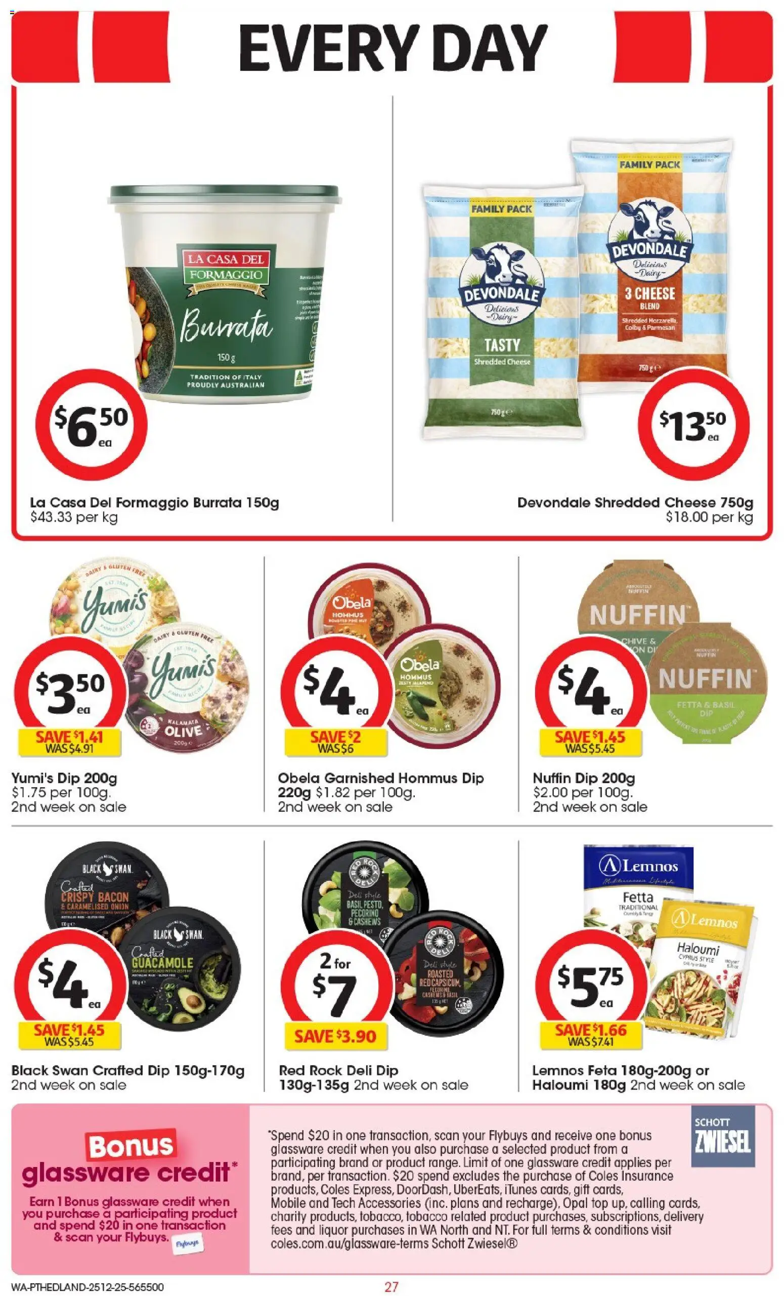 Coles catalogue - valid from 25.12.2025 | Page: 28 | Products: Dairy, Cheese, Glassware, Mobile