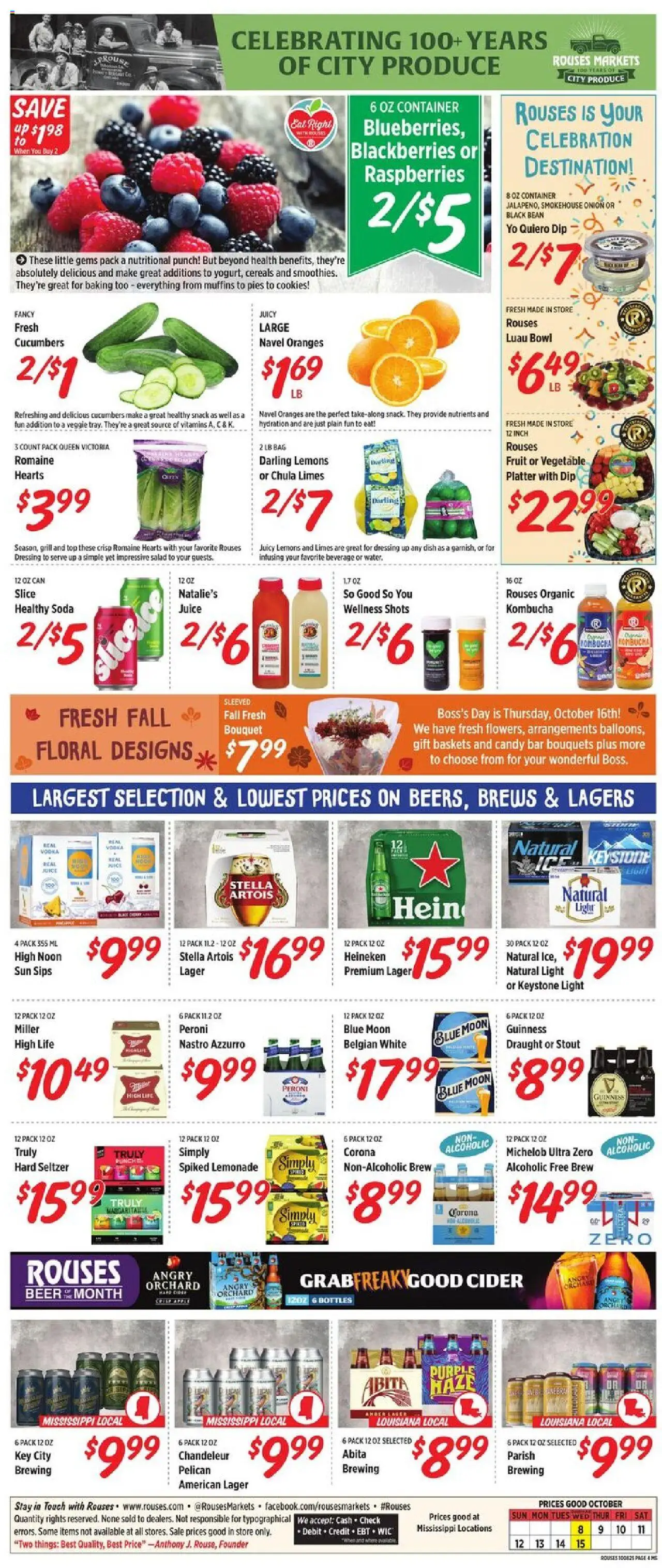 Rouses Weekly Ad - MS - valid from 08.10.2025 | Page: 8 | Products: Cider, Oranges, Cereals, Cucumbers