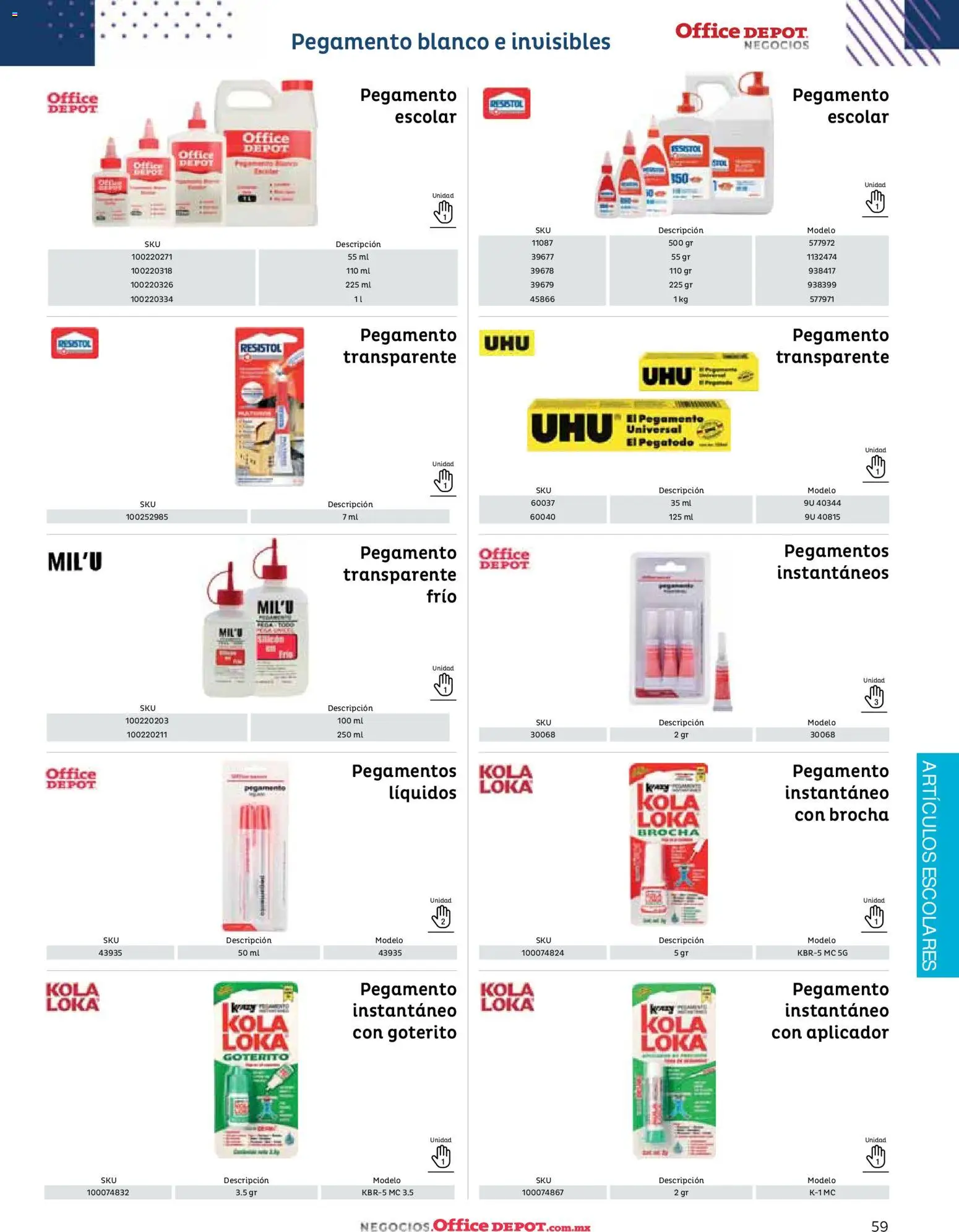 Nuevas ofertas de Office Depot válidas en toda la República Mexicana desde el 12.01.2026. ¡Encuentra las mejores ofertas en Office Depot catálogo 2026! | Página: 61 | Productos: Pegamento