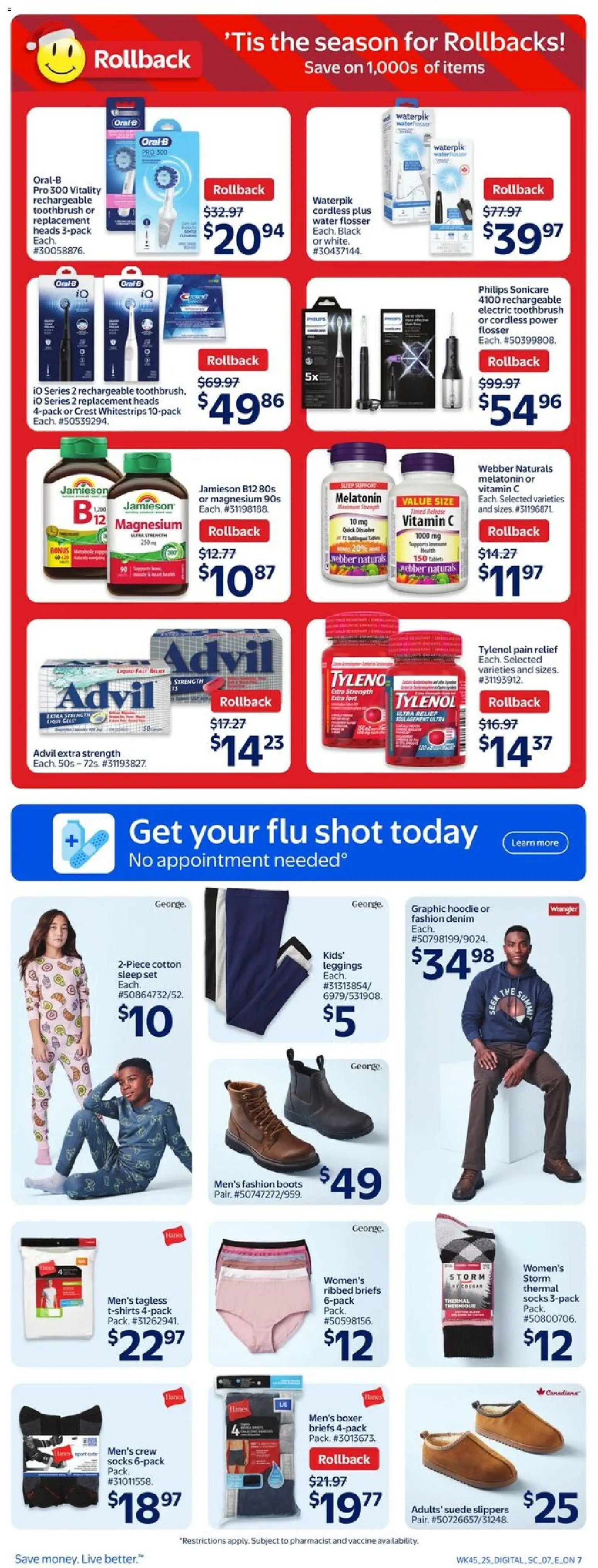Walmart flyer valid from 04.12.2025 | Page: 10 | Products: Boots, Slippers, Hoodie, Leggings