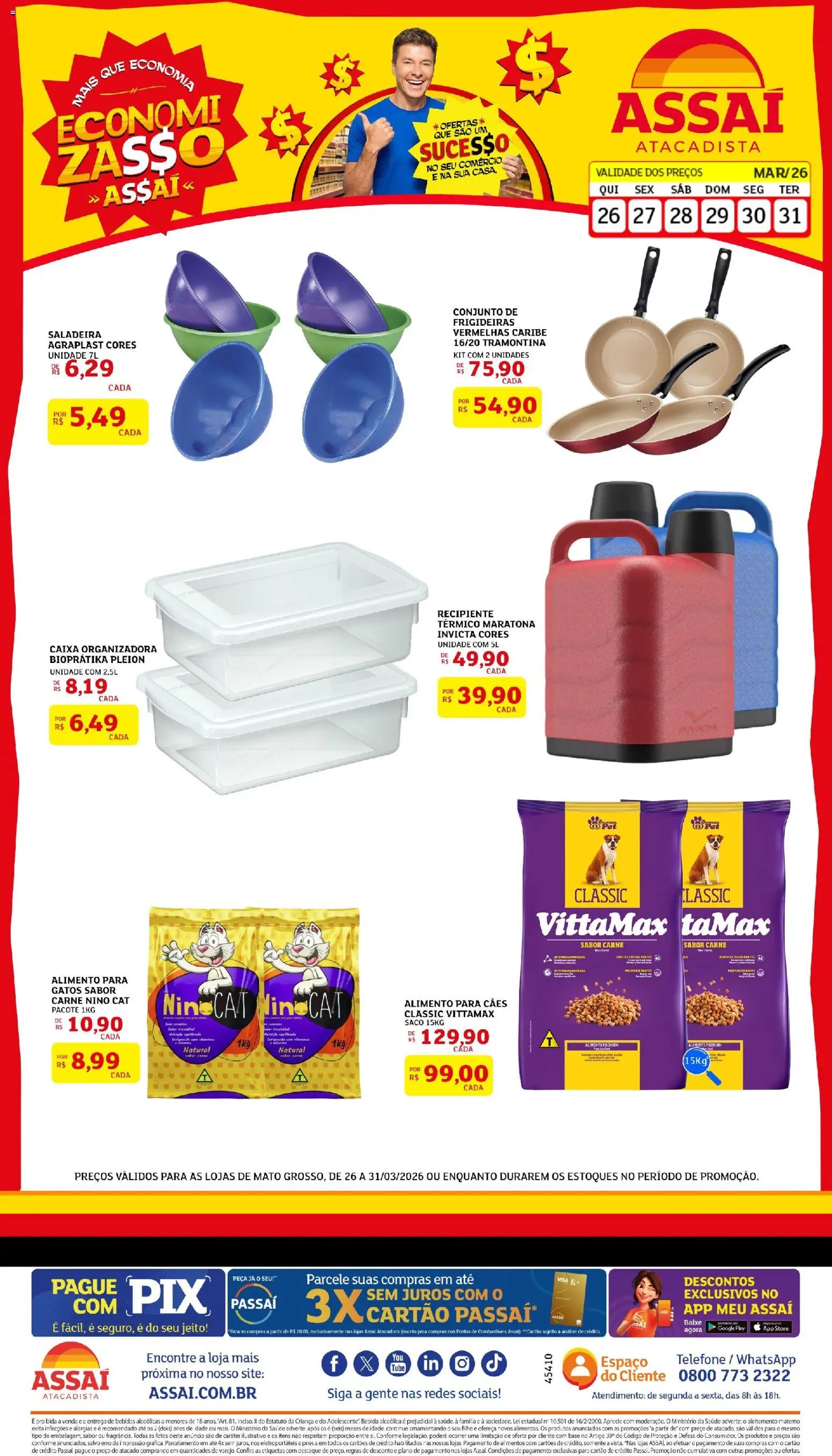 Assaí Atacadista Folheto - válido de 26.03.2026 | Página: 1 | Produtos: Caixa, Base, Carne, Bebida