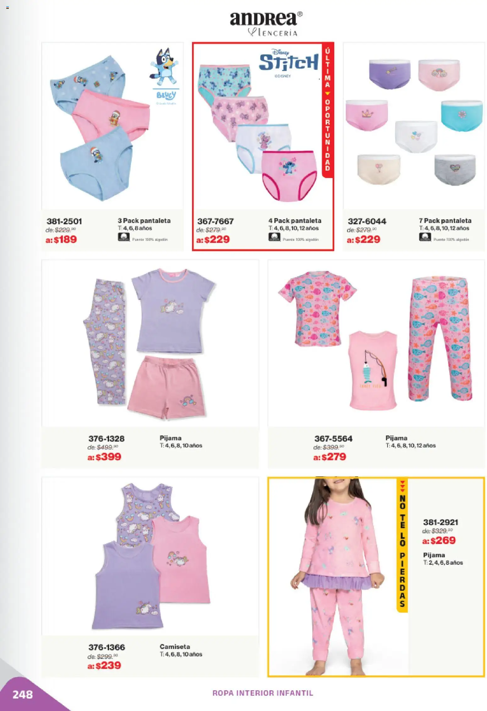 Nuevas ofertas de Andrea válidas en toda la República Mexicana desde el 02.11.2025. ¡Encuentra las mejores ofertas en Andrea catálogo Outlet! | Página: 248 | Productos: Pijama, Algodón, Ropa interior, Camiseta