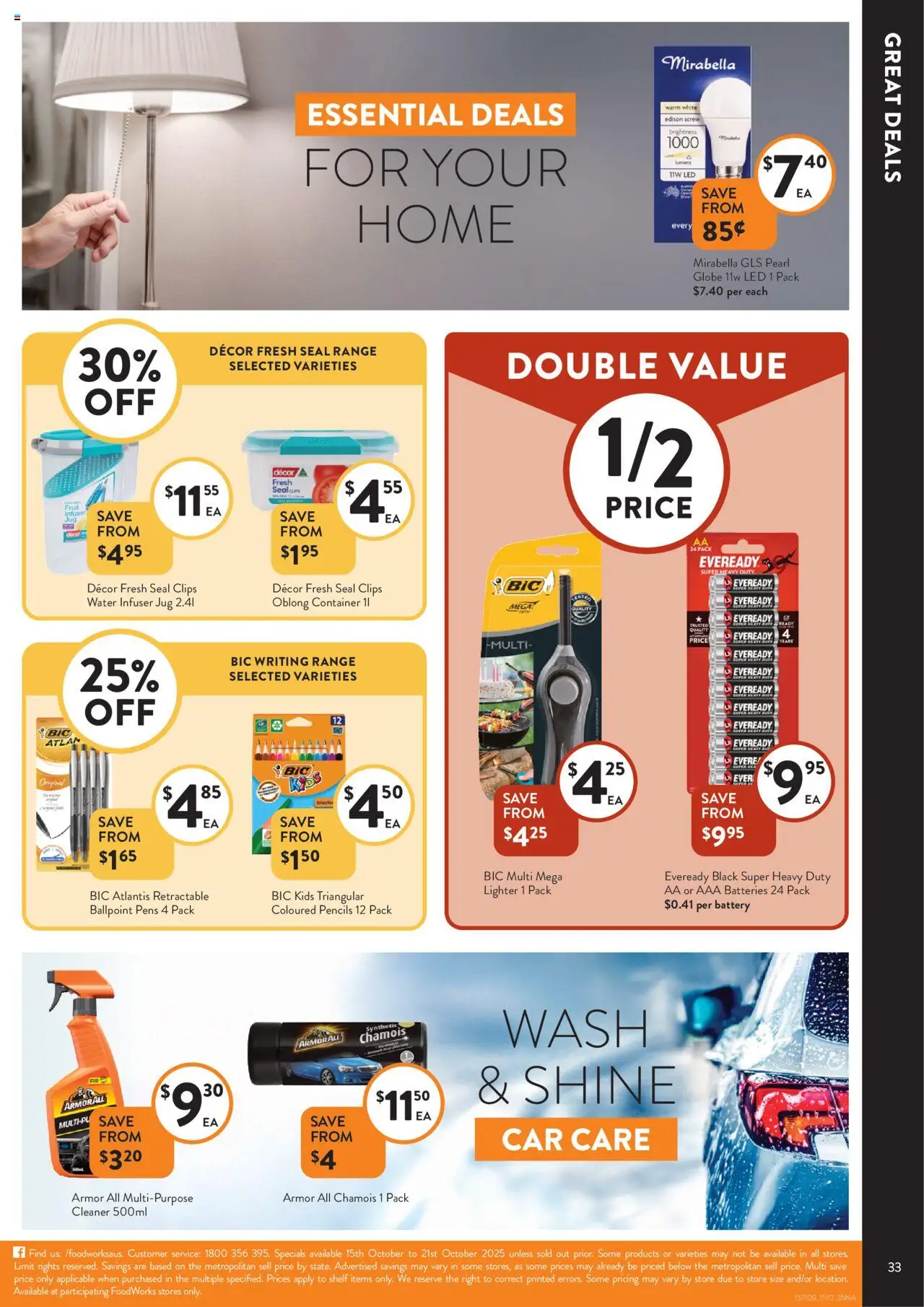 Foodworks catalogue - valid from 15.10.2025 | Page: 33 | Products: Battery, Cleaner, Water, Batteries