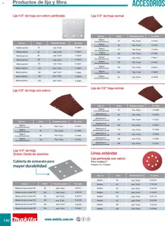 Vista previa de Makita catálogo Accesorios, nuevo folleto de la tienda, válido en México a partir del 08.07.2024 | Página: 190 | Productos: Lija, Pintura