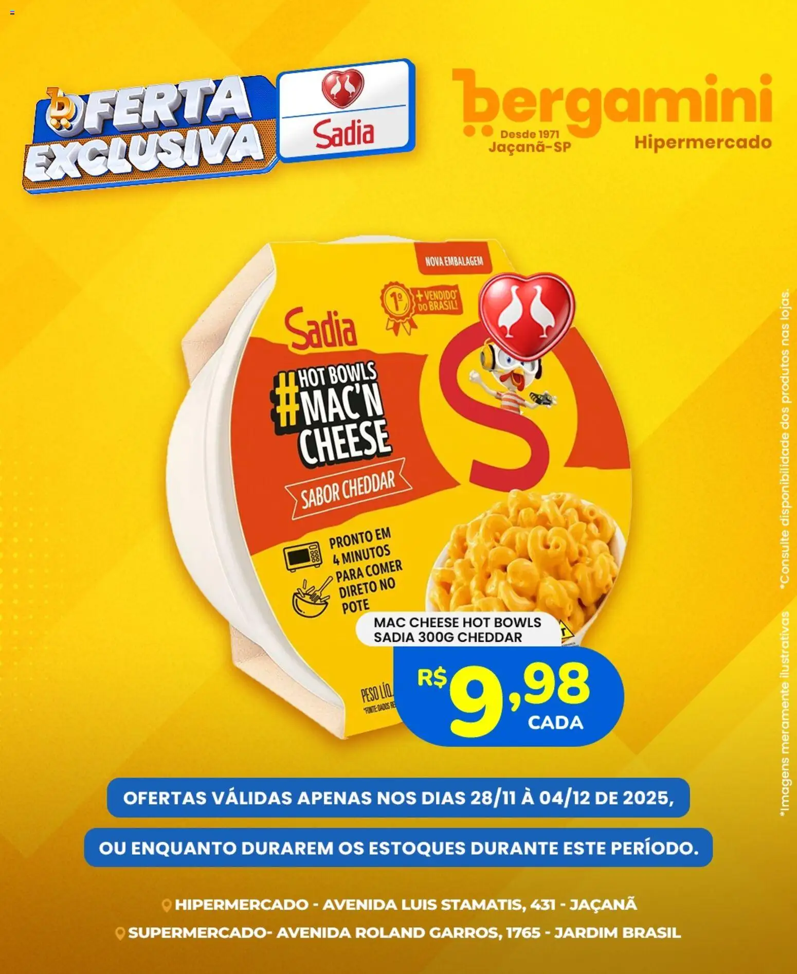 Supermercado Bergamini Folheto - válido de 28.11.2025 | Página: 1 | Produtos: Cheddar