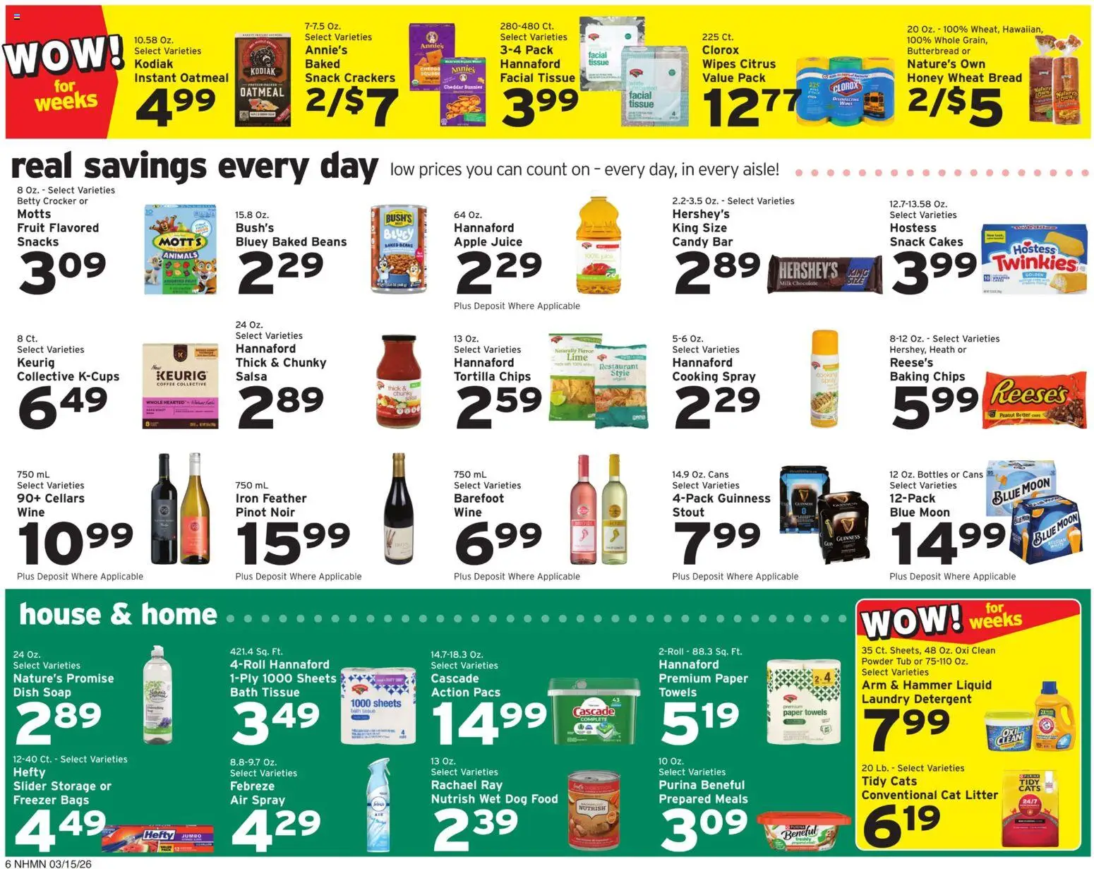Hannaford Weekly Ad - valid from 15.03.2026 | Page: 6 | Products: Bath, Coffee, Chocolate, Freezer