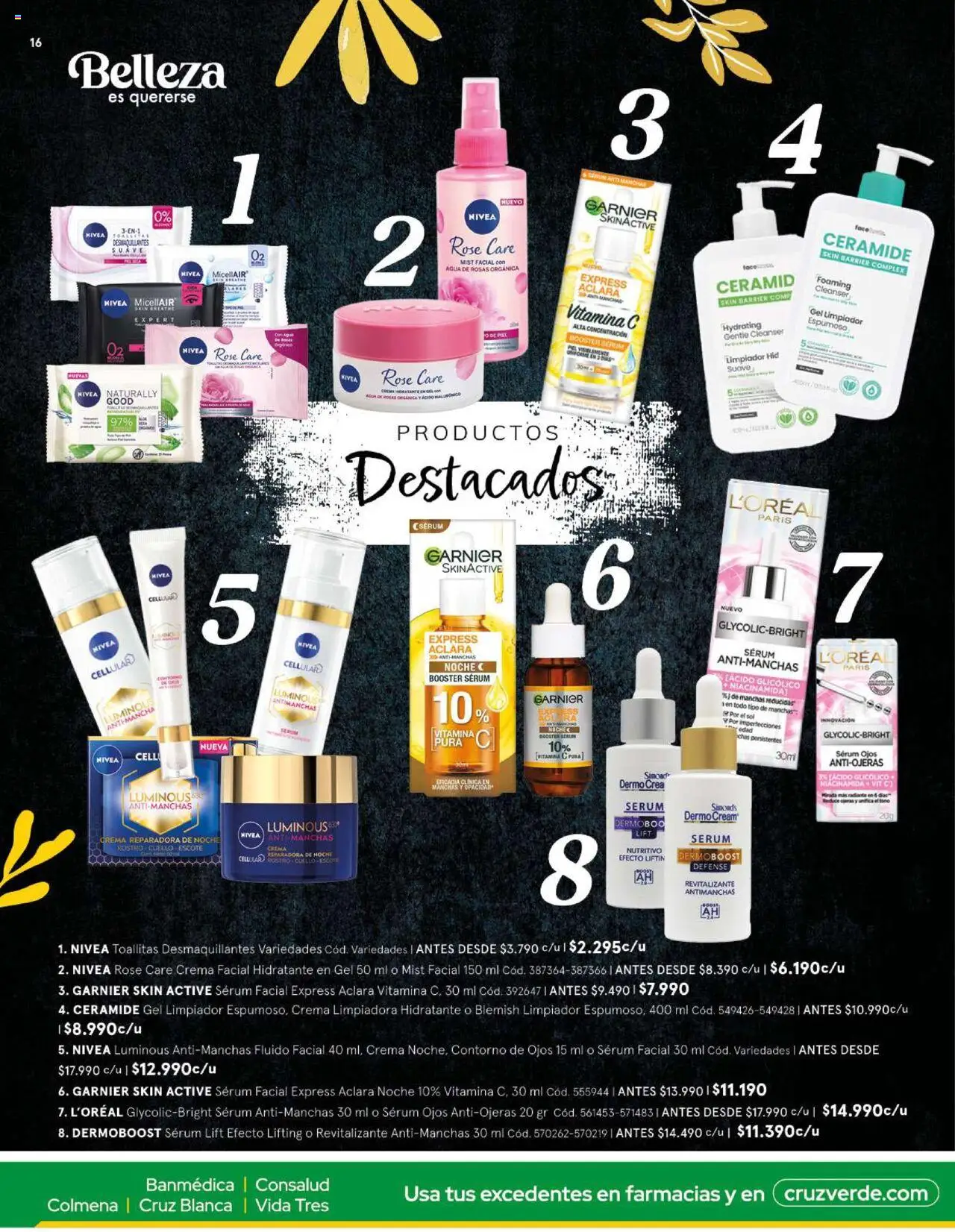 Cruz Verde Descuentos │ válido desde el 01.10.2025 | Página: 16 | Productos: Contorno, Agua, Cuello, Serum