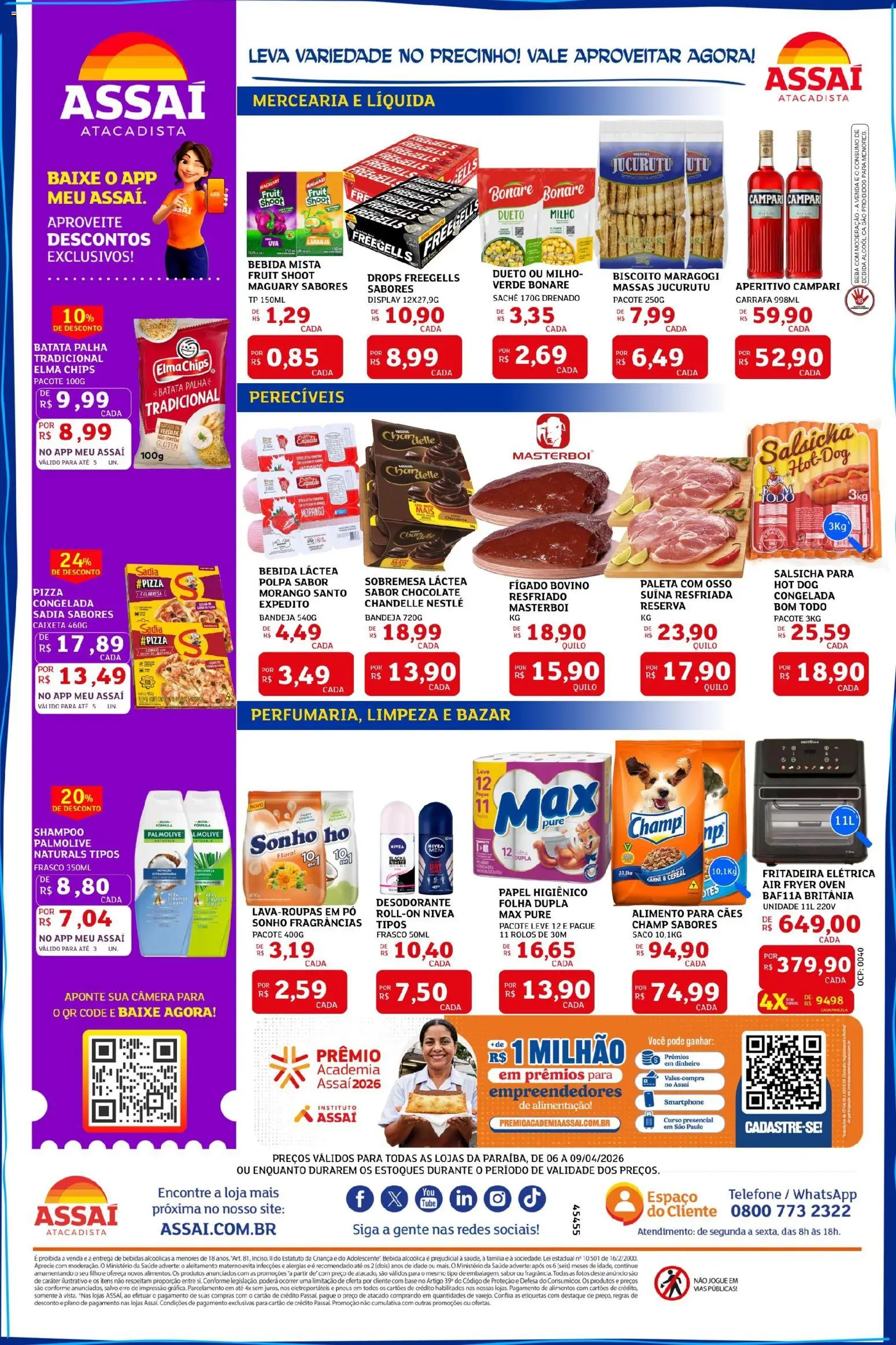 Assaí Atacadista Folheto - válido de 06.04.2026 | Página: 2 | Produtos: Shampoo, Biscoito, Fritadeira elétrica, Batata