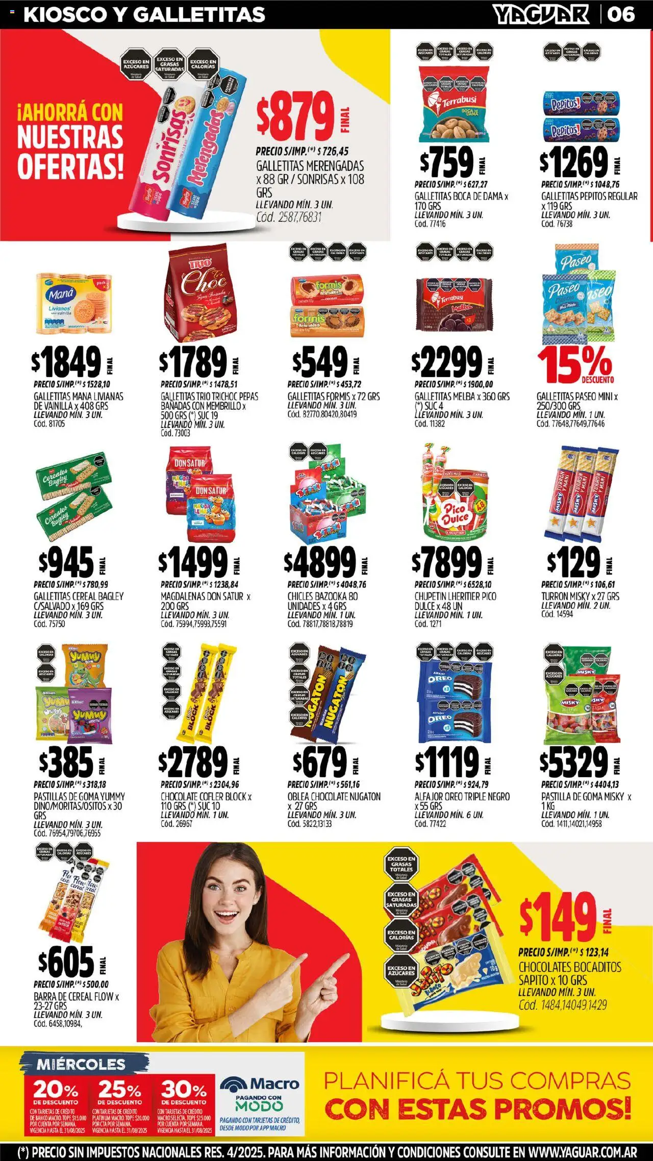 Yaguar catálogo │ válido desde el 18.08.2025 | Página: 6 | Productos: Banco, Chicles, Chocolate, Cereales