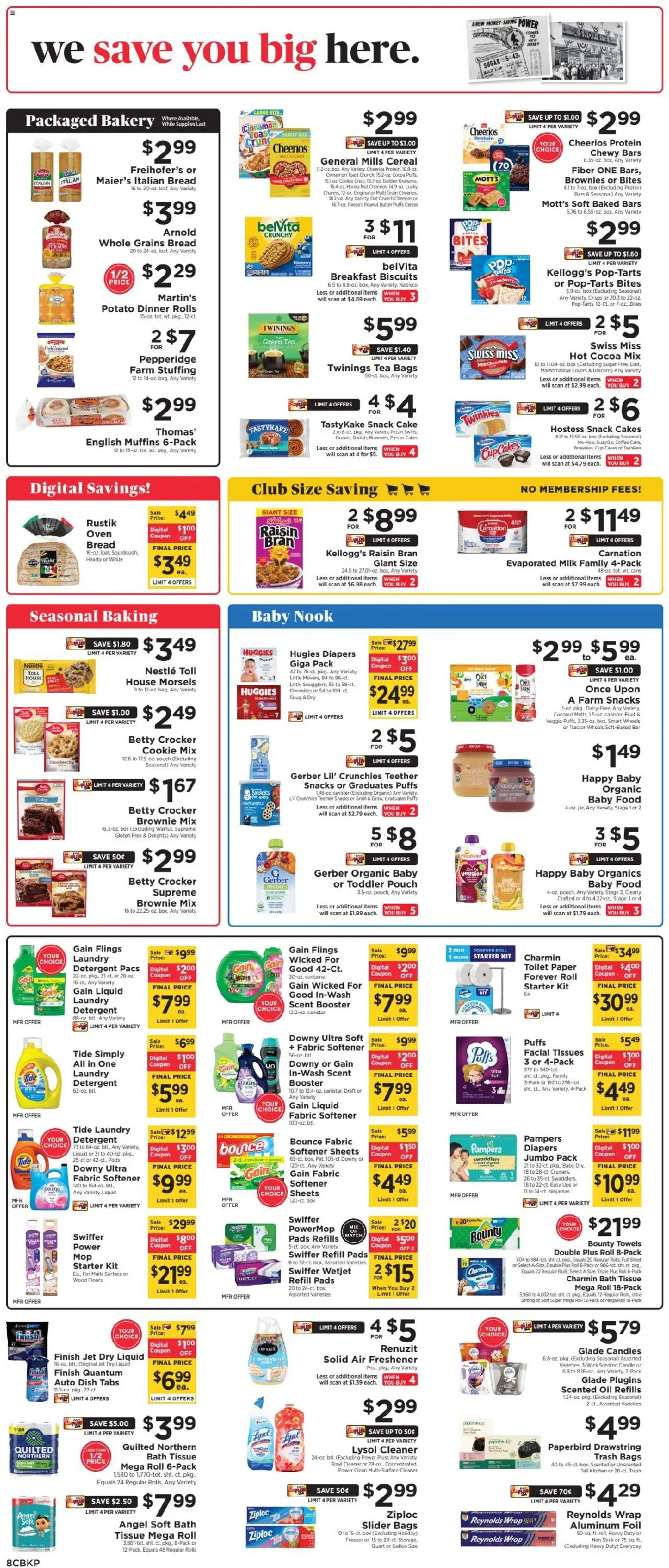 ShopRite Weekly Ad - valid from 17.10.2025 | Page: 8 | Products: Bread, Pads, Baby food, Freezer