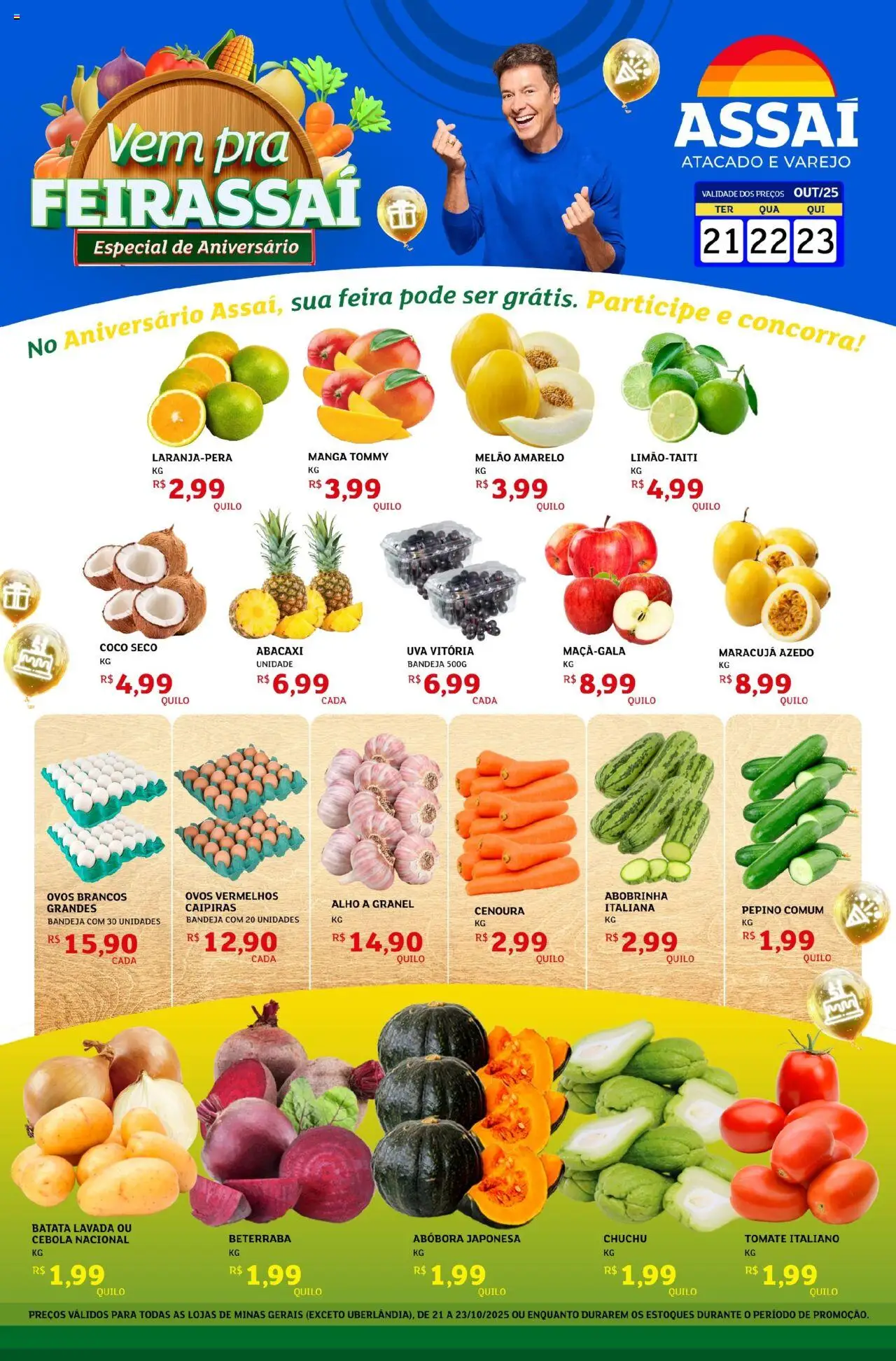 Assaí Atacadista Folheto - válido de 21.10.2025 | Página: 1 | Produtos: Maracujá, Abobrinha, Cenoura, Bandeja