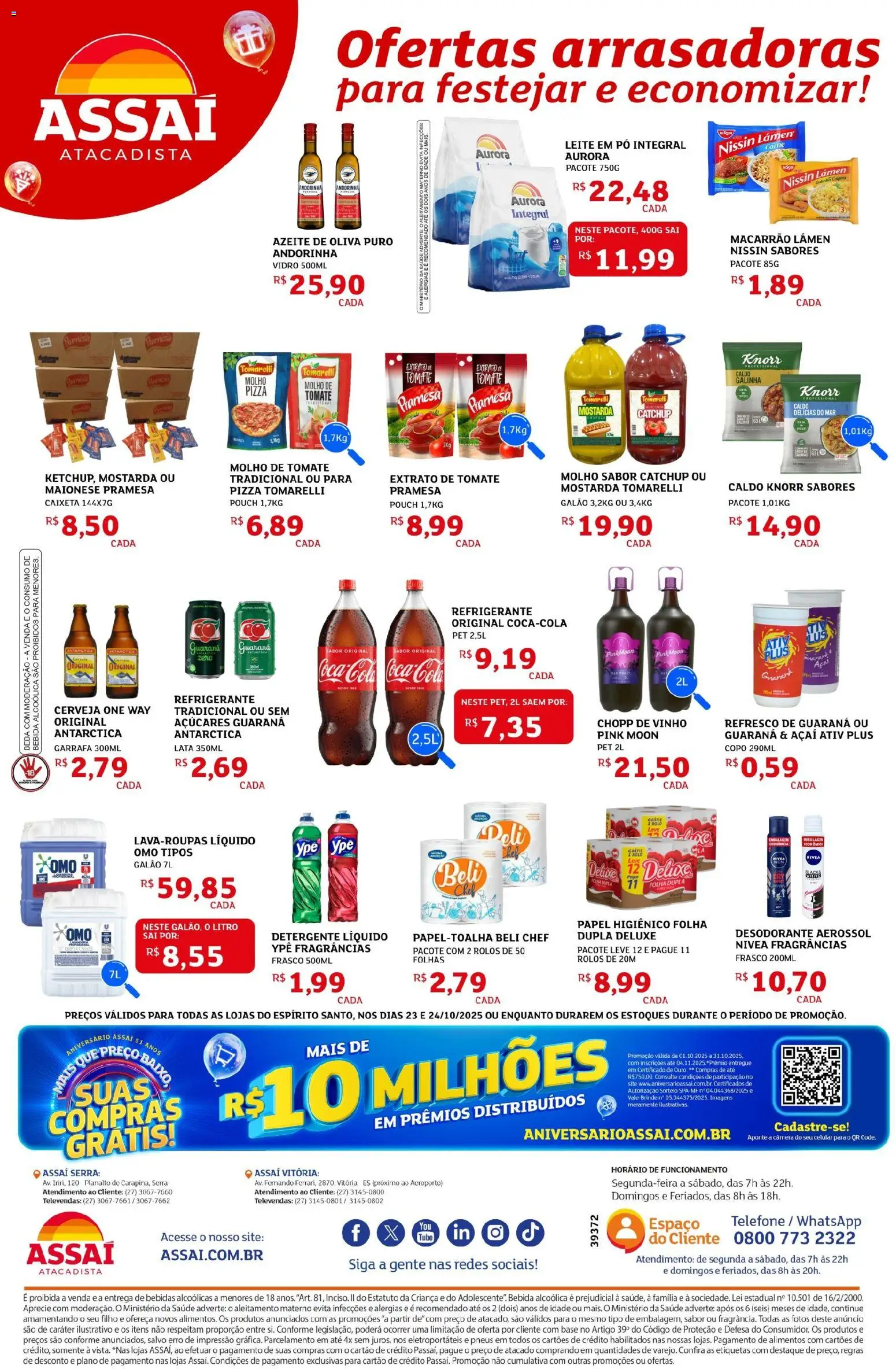 Assaí Atacadista Folheto - válido de 23.10.2025 | Página: 2 | Produtos: Leite, Maionese, Papel higiênico, Açaí