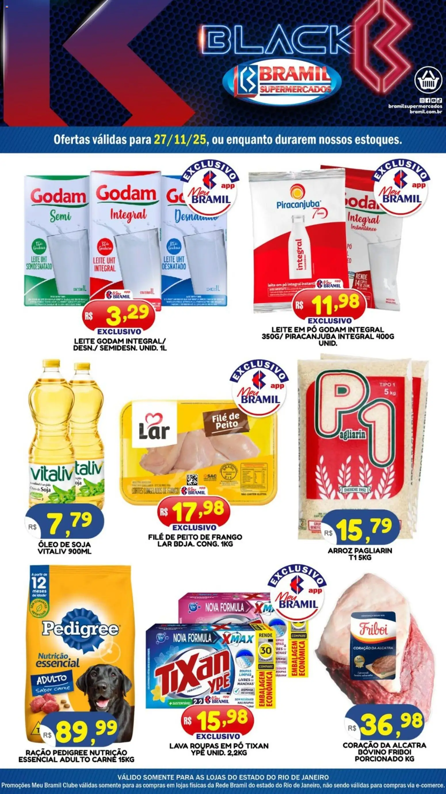 Bramil Supermercados Folheto - válido de 27.11.2025 | Página: 1 | Produtos: Pó, Alcatra, Roupas, Soja