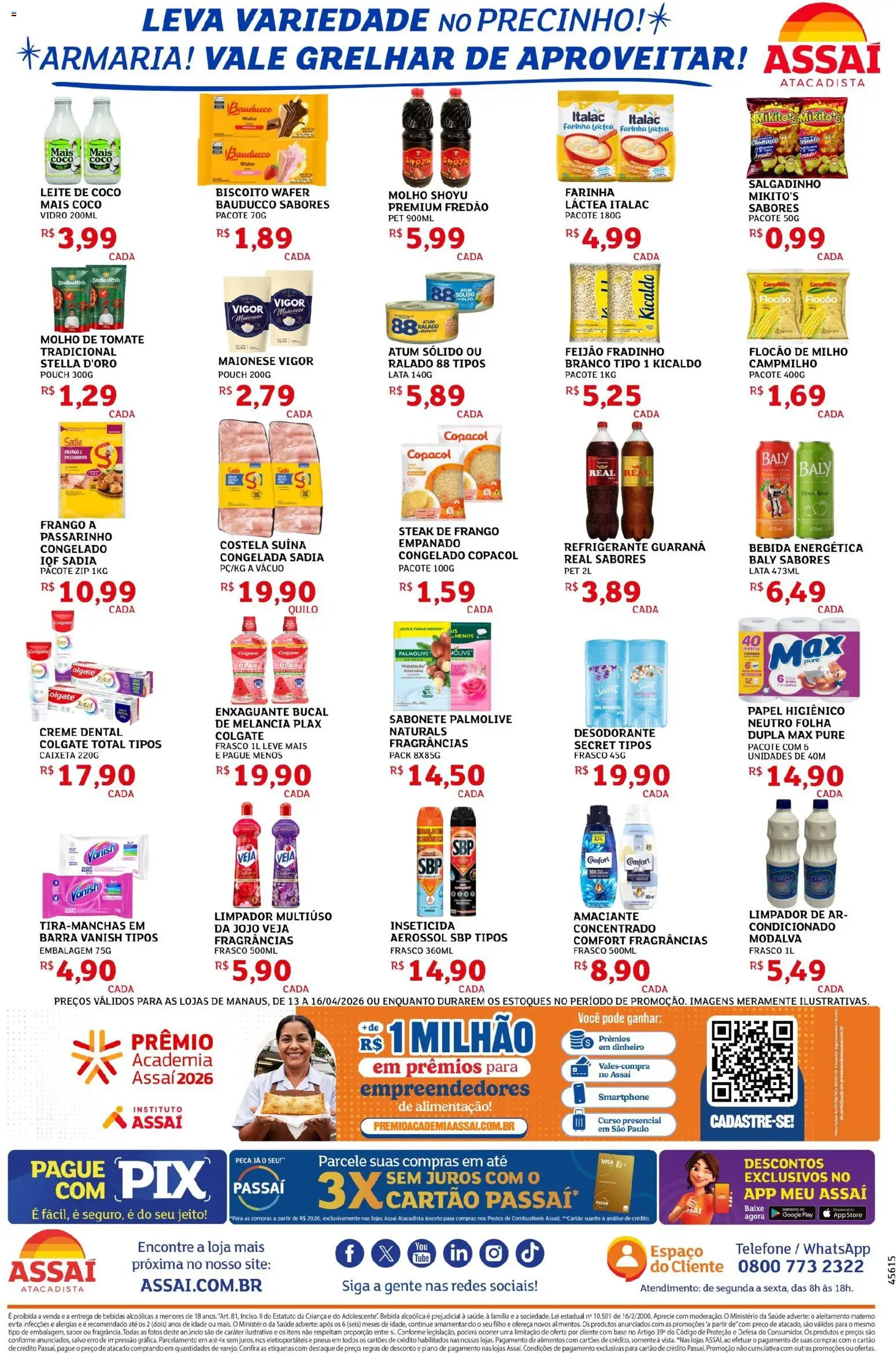 Assaí Atacadista Folheto - válido de 13.04.2026 | Página: 2 | Produtos: Desodorante, Farinha láctea, Smartphone, Creme dental