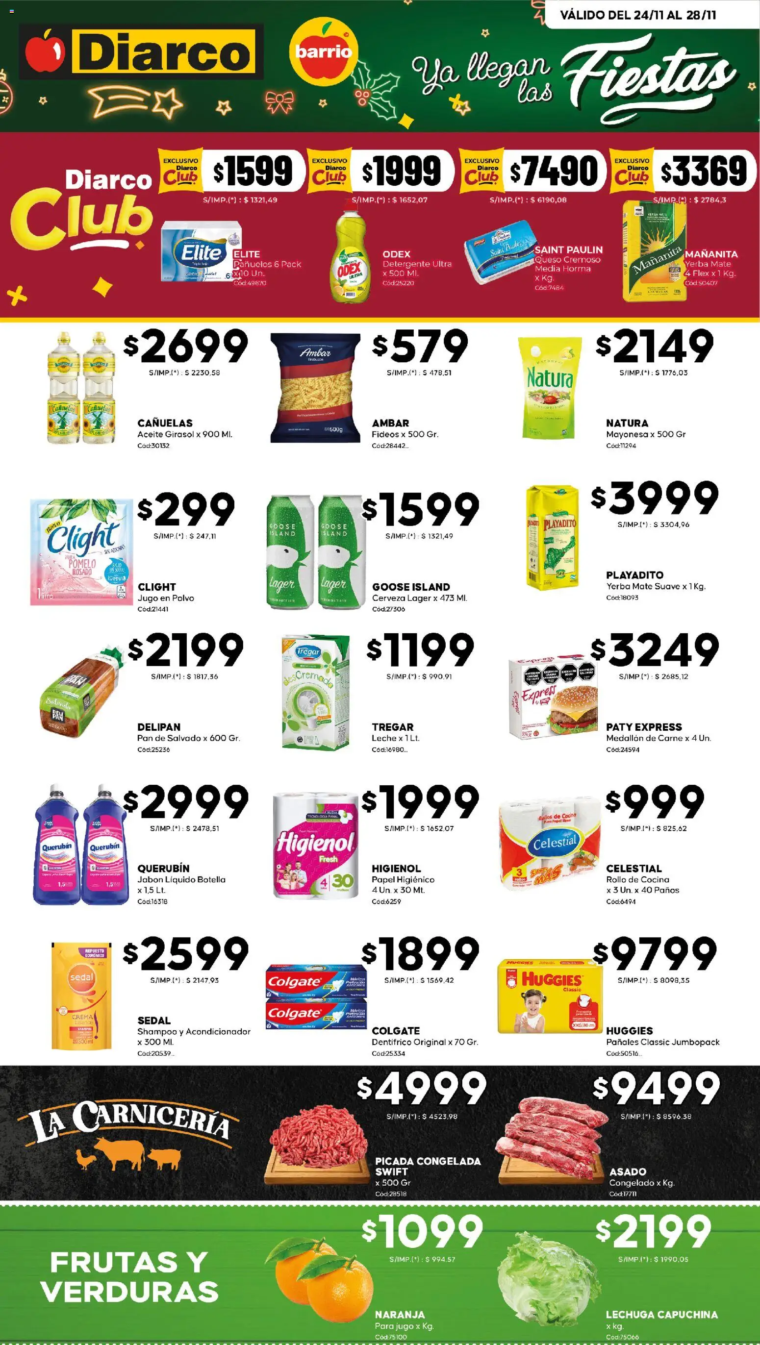 Diarco - Ofertas Diarco Barrio │ válido desde el 24.11.2025 | Página: 1 | Productos: Papel higiénico, Botella, Shampoo, Acondicionador