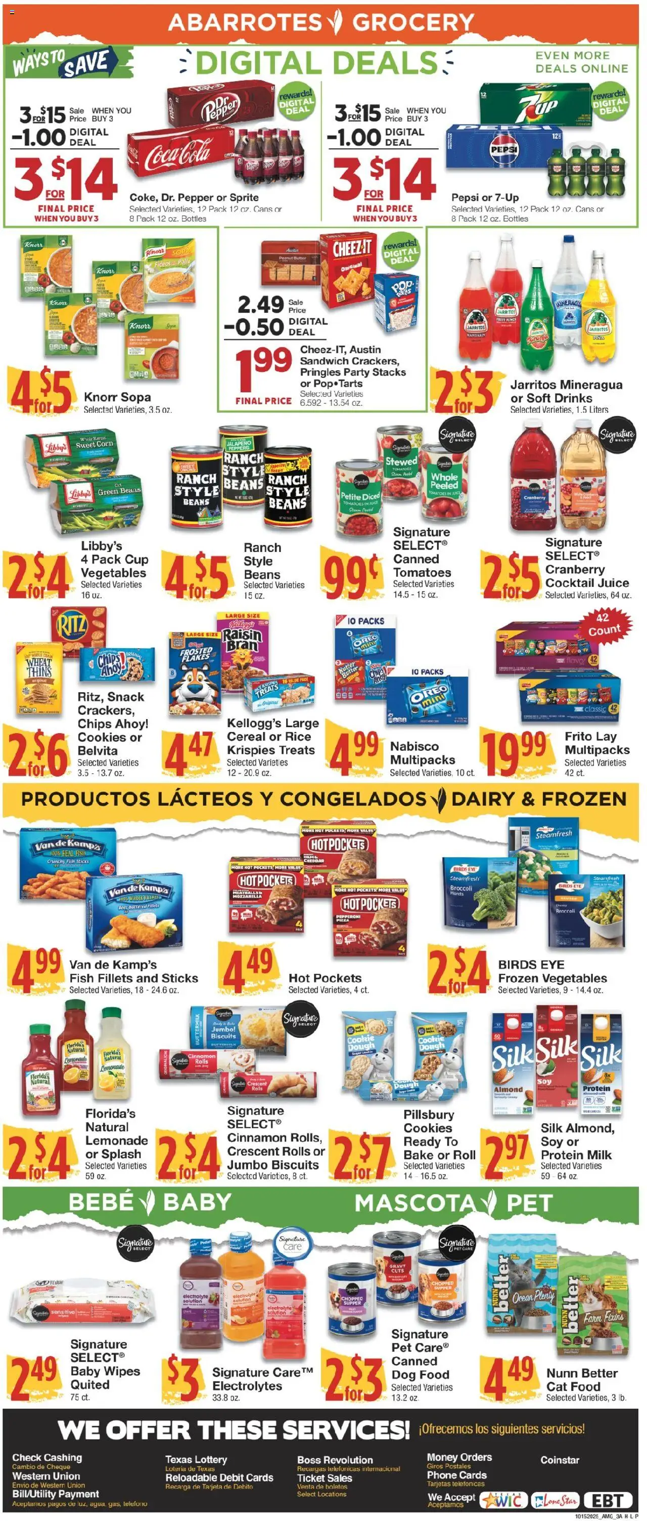United Supermarkets Ad - valid from 14.10.2025 | Page: 3 | Products: Juice, Tomatoes, Rice, Vegetables
