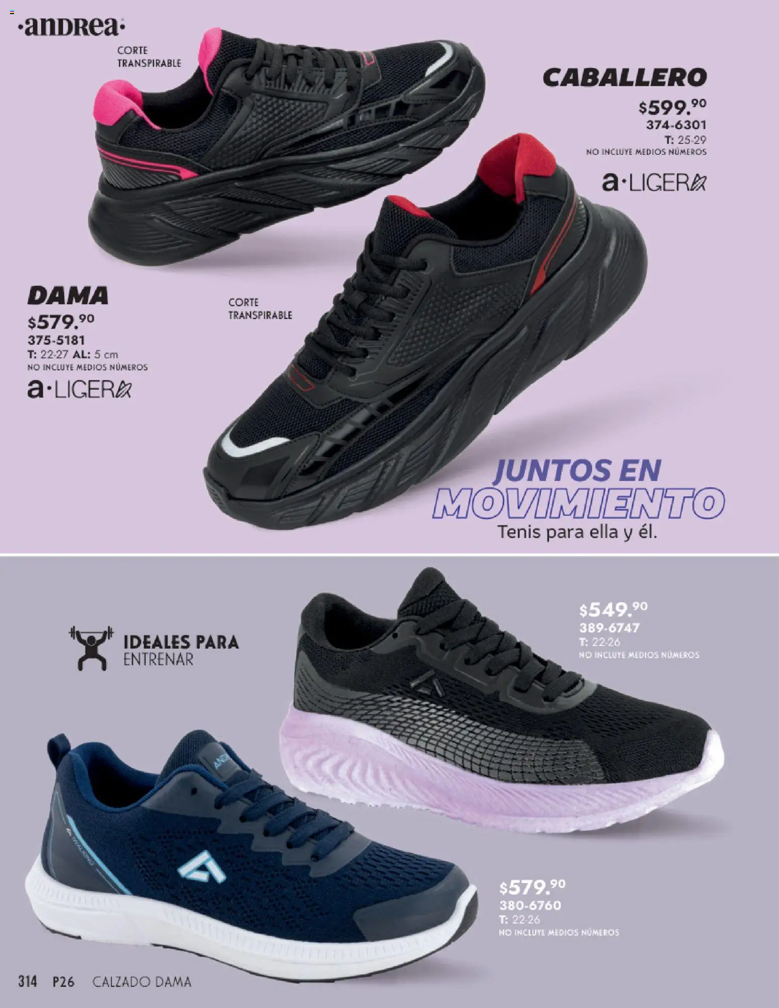 Nuevas ofertas de Andrea válidas en toda la República Mexicana desde el 25.01.2026. ¡Encuentra las mejores ofertas en Andrea catálogo Calzado Dama! | Página: 314 | Productos: Tenis