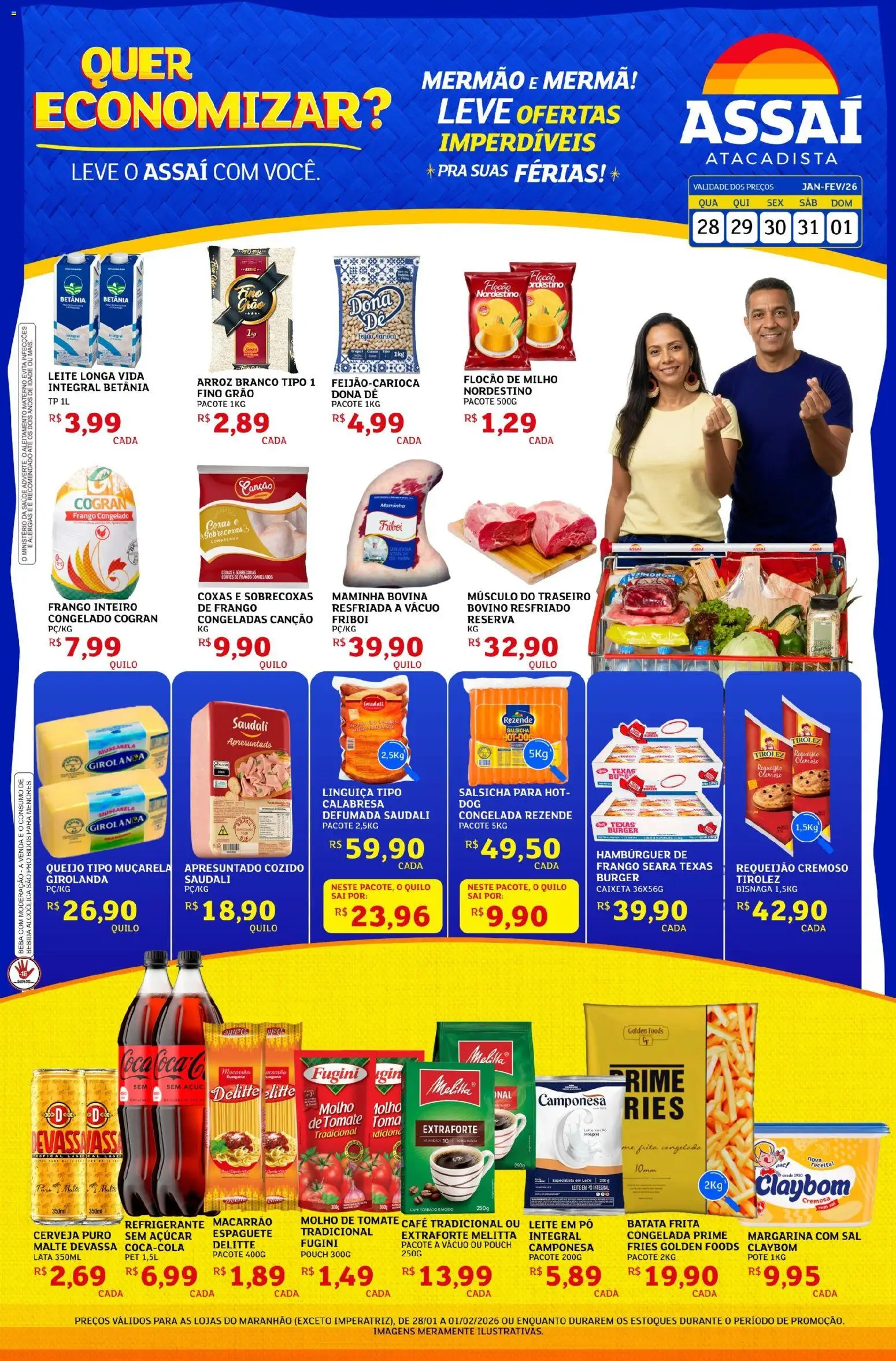 Assaí Atacadista Folheto - válido de 28.01.2026 | Página: 1 | Produtos: Pó, Batata, Requeijão, Batata frita