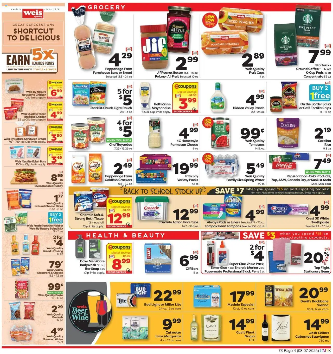 Weis Weekly Circular - VA - valid from 07.08.2025 | Page: 4 | Products: Peaches, Ginger, Butter, Tomatoes