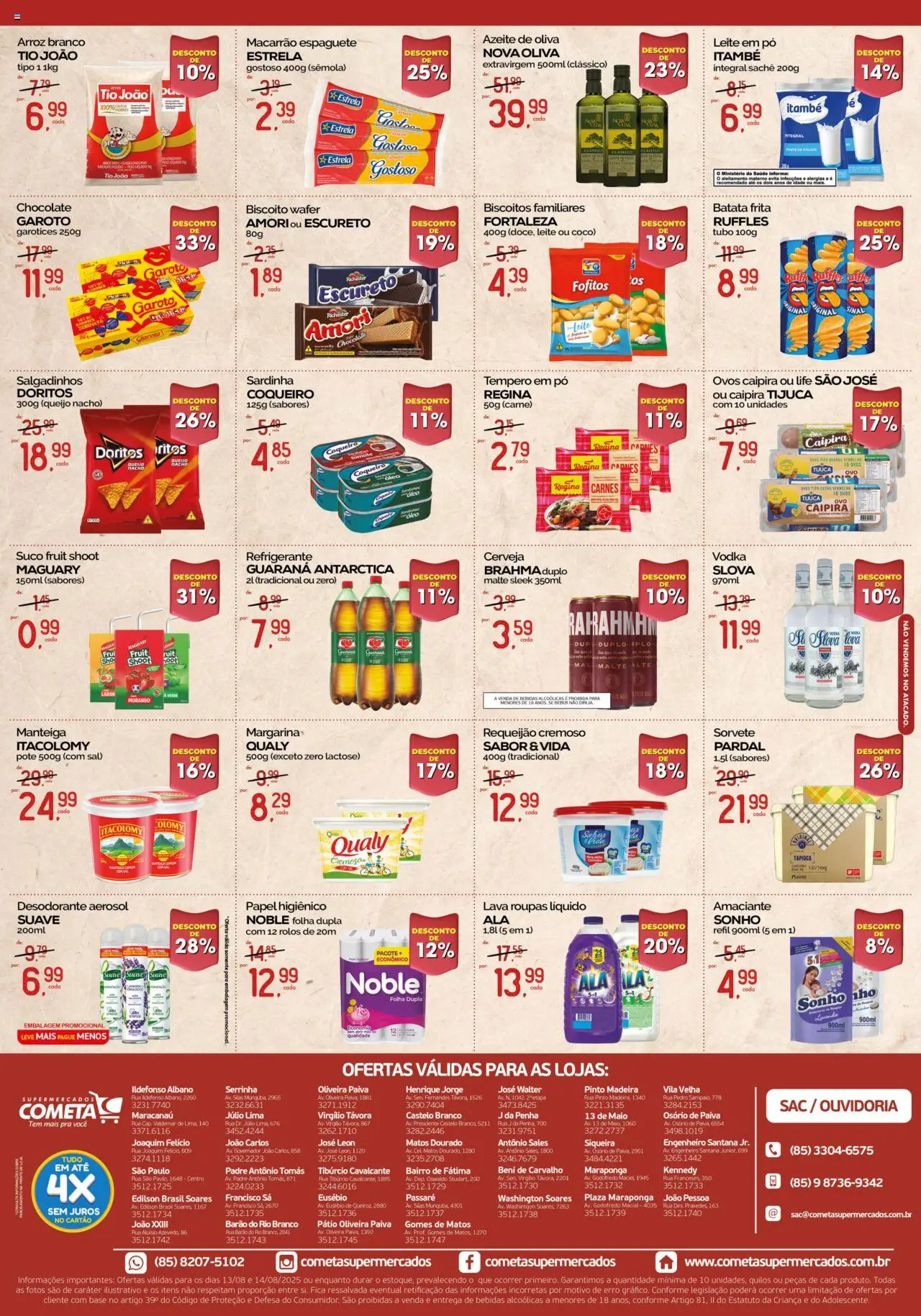 Cometa Supermercados Folheto - válido de 13.08.2025 | Página: 2 | Produtos: Pó, Tapioca, Chocolate, Azeite