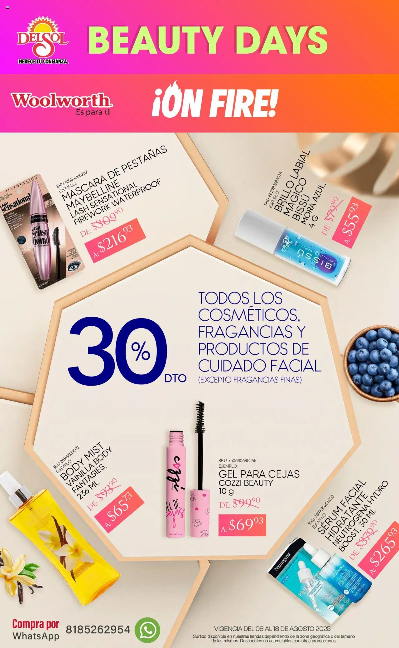 Nuevas ofertas de Del Sol y Woolworth válidas en toda la República Mexicana desde el 08.08.2025. ¡Encuentra las mejores ofertas en Del Sol y Woolworth - Catálogo Beauty Days! | Página: 2 | Productos: Serum, Máscara de pestañas, Brillo, Body