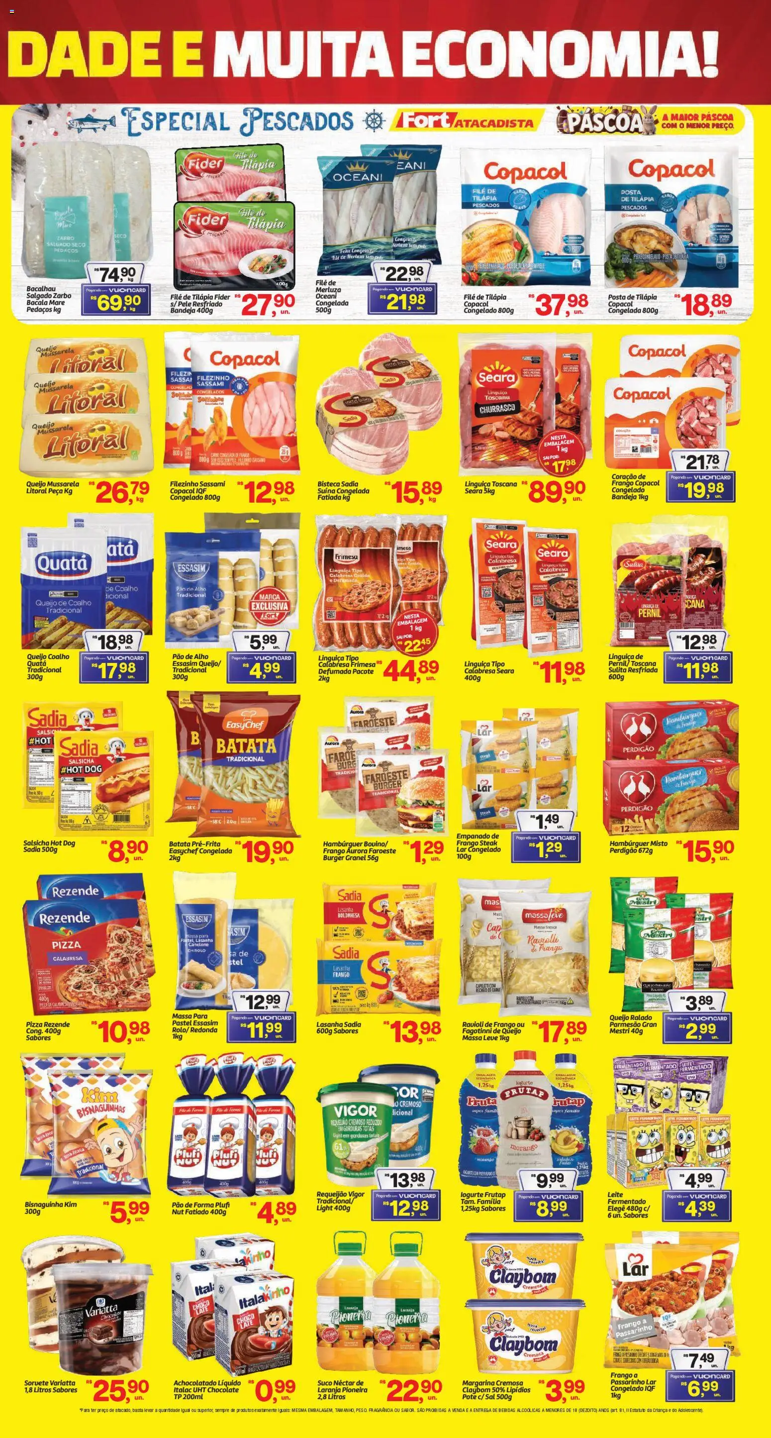 Fort Atacadista Folheto - válido de 07.03.2026 | Página: 3 | Produtos: Salsicha, Linguiça, Chocolate, Filé de tilápia