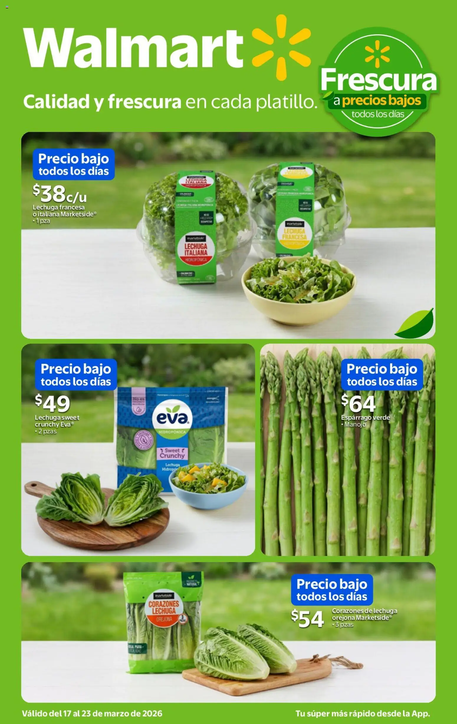 Nuevas ofertas de Walmart válidas en toda la República Mexicana desde el 17.03.2026. ¡Encuentra las mejores ofertas en Walmart folleto Calidad y precios bajos! | Página: 2 | Productos: Lechuga