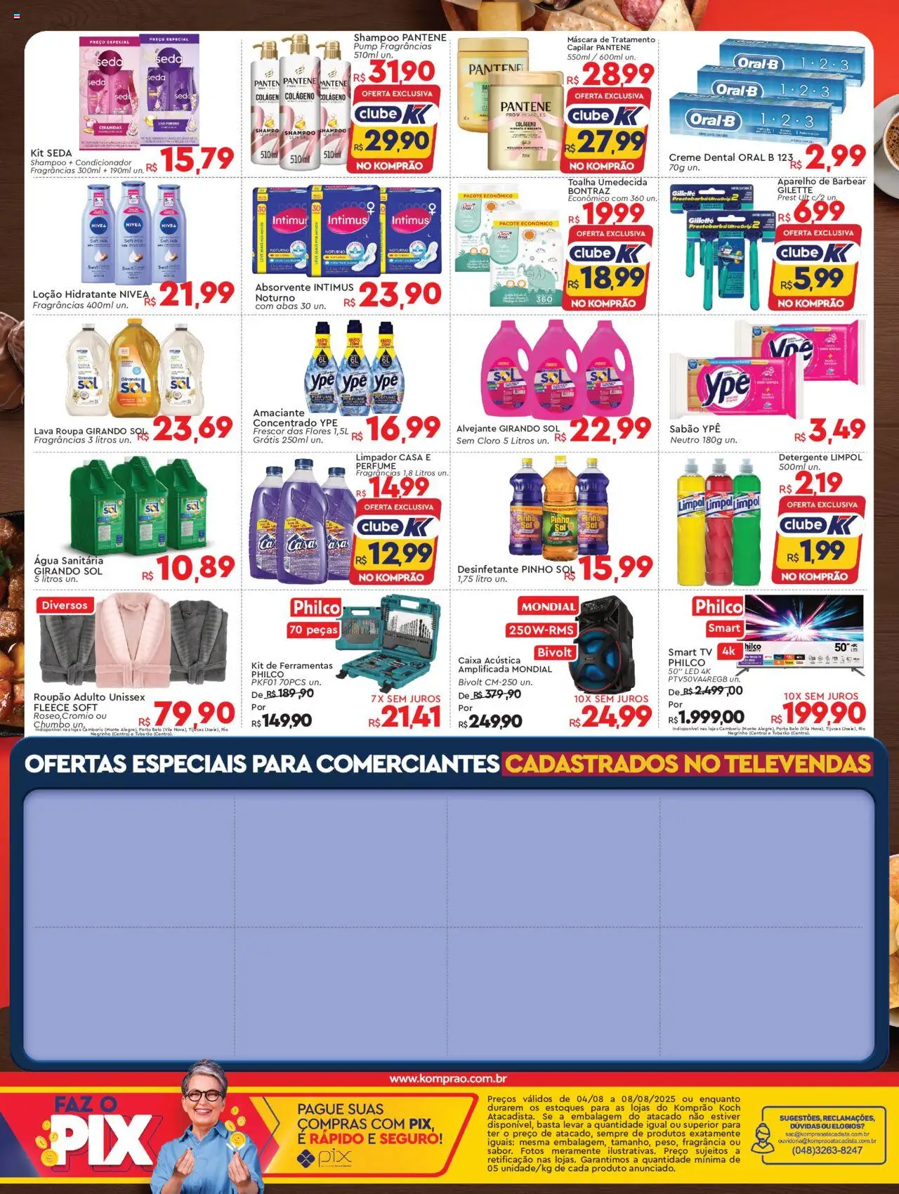 Komprao Atacadista Folheto - válido de 04.08.2025 | Página: 4 | Produtos: Feijão, Arroz, Açúcar