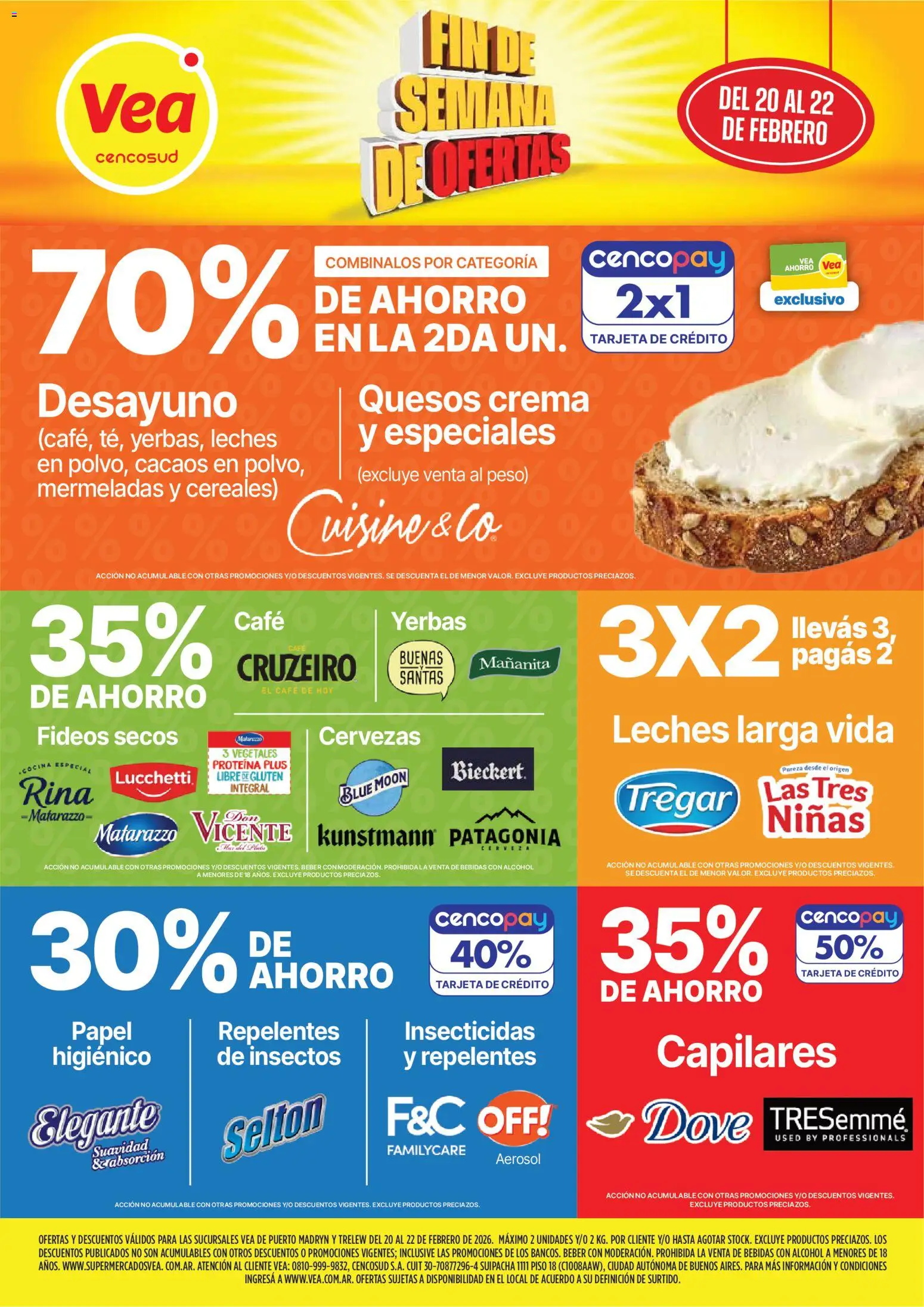 Vea - Ofertas fin de semana Chubut │ válido desde el 20.02.2026 | Página: 1 | Productos: Peso, Café, Cerveza, Crema