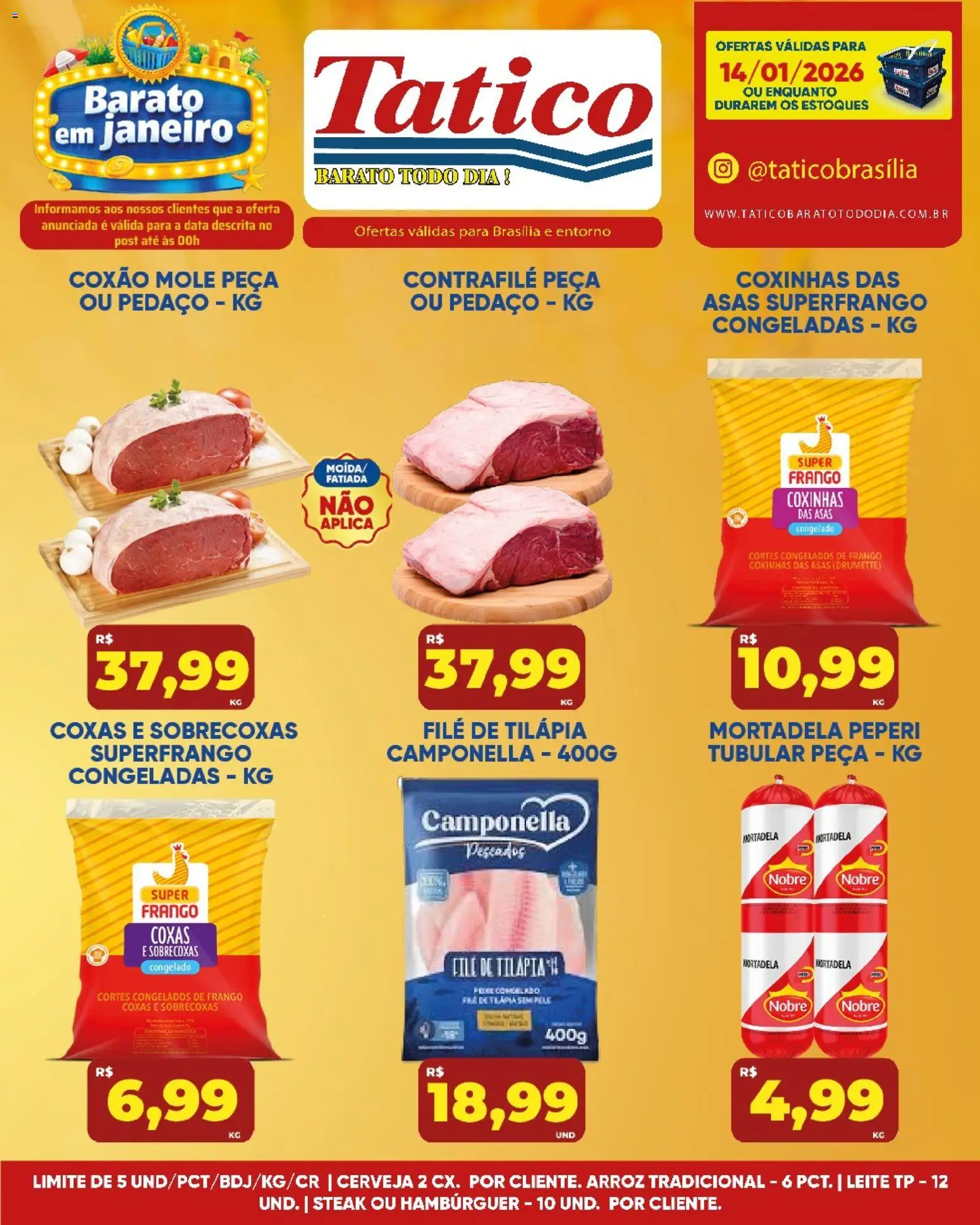 Tatico Folheto - válido de 14.01.2026 | Página: 11 | Produtos: Leite, Tilápia, Arroz, Frango