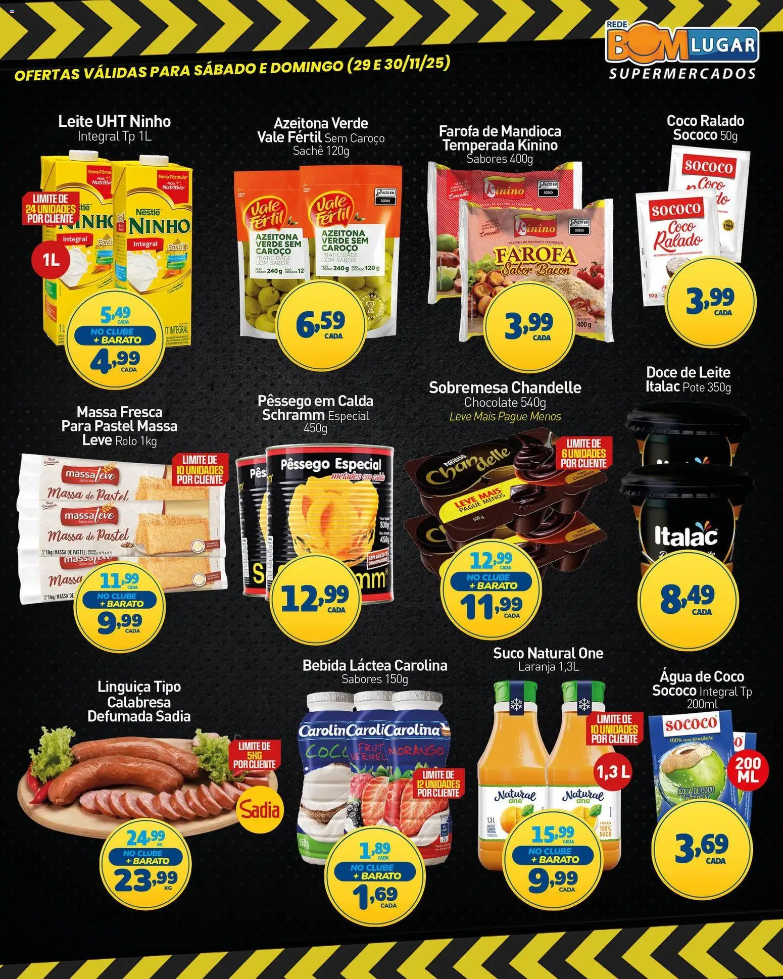 Rede Bom Lugar Folheto - válido de 29.11.2025 | Página: 3 | Produtos: Coco, Linguiça, Leite, Massa