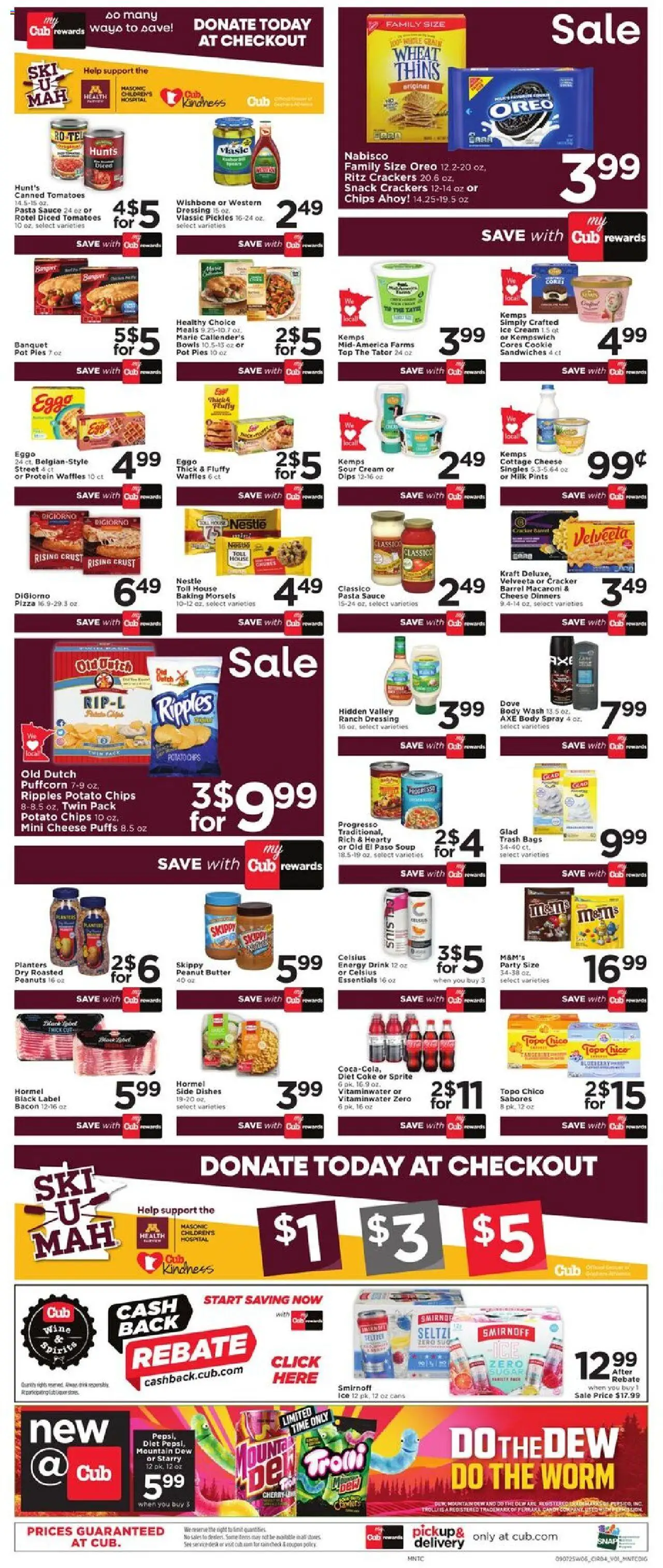 Cub Foods Weekly Ad - valid from 07.09.2025 | Page: 6 | Products: Cottage cheese, Body Wash, Desk, Sauce
