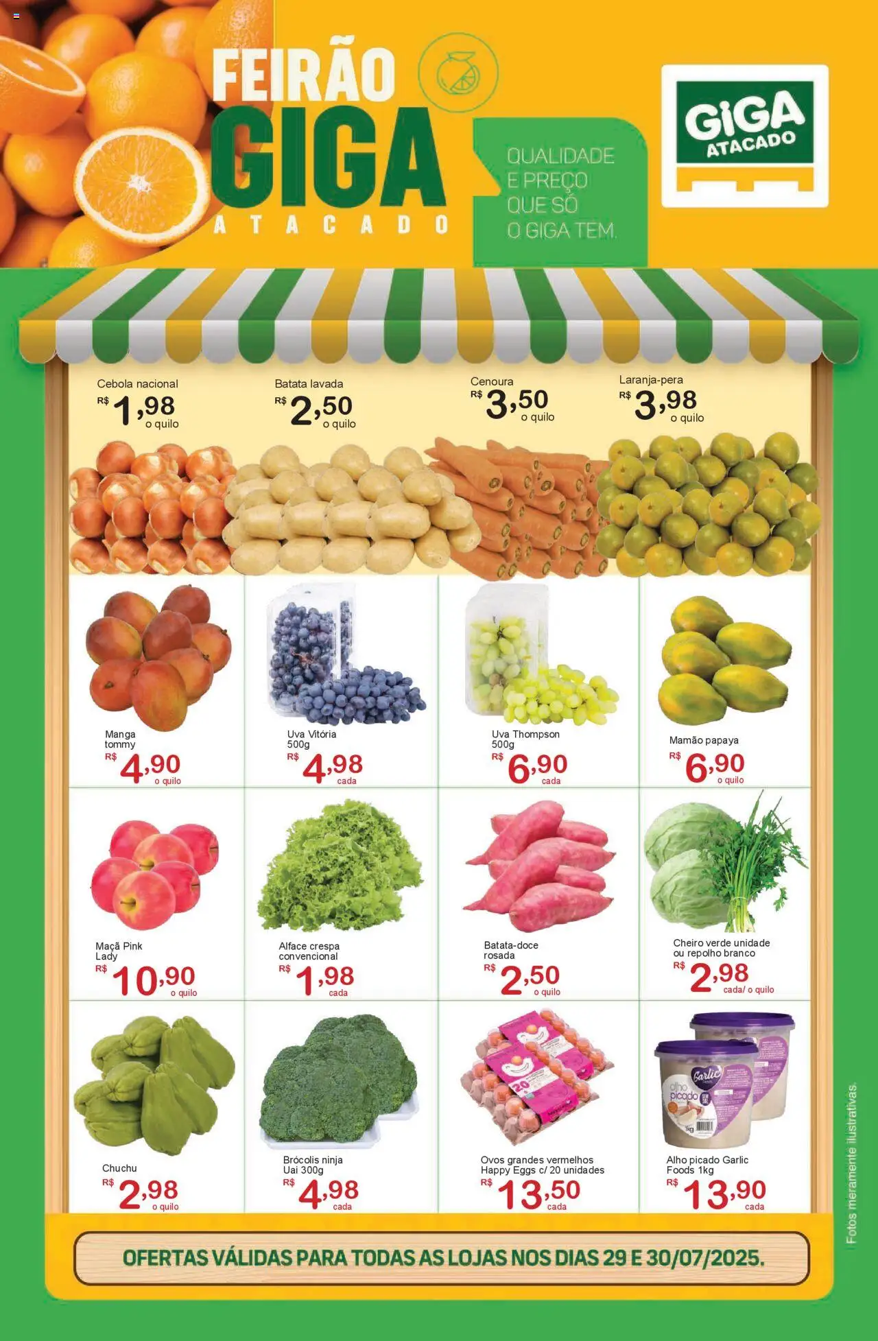 GIGA Atacado Folheto - válido de 29.07.2025 | Página: 1 | Produtos: Chuchu, Alho, Mamão, Brócolis
