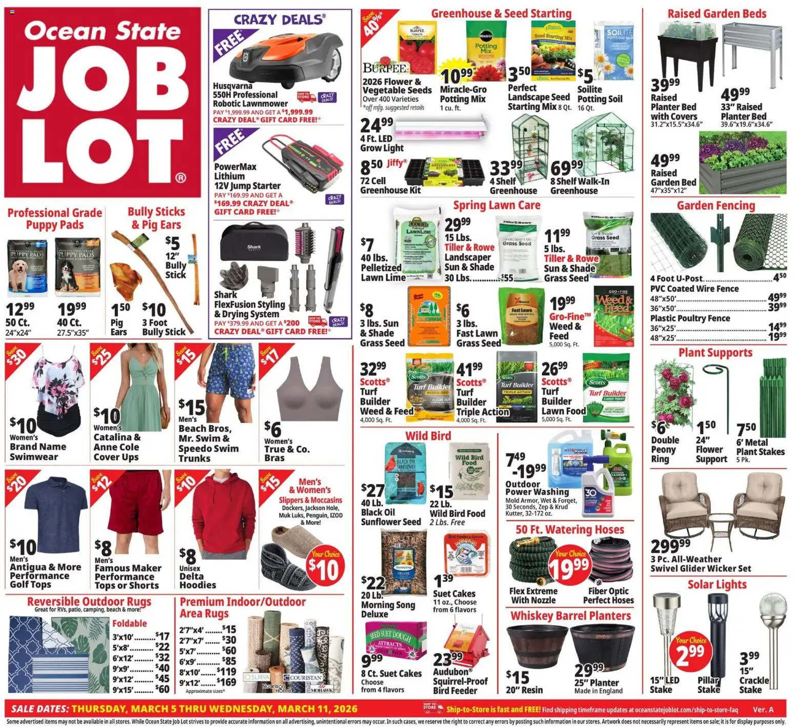 Ocean State Job Lot Weekly Ad - MA - valid from 05.03.2026 | Page: 1 | Products: Shelf, Ring, Swimwear, Shorts