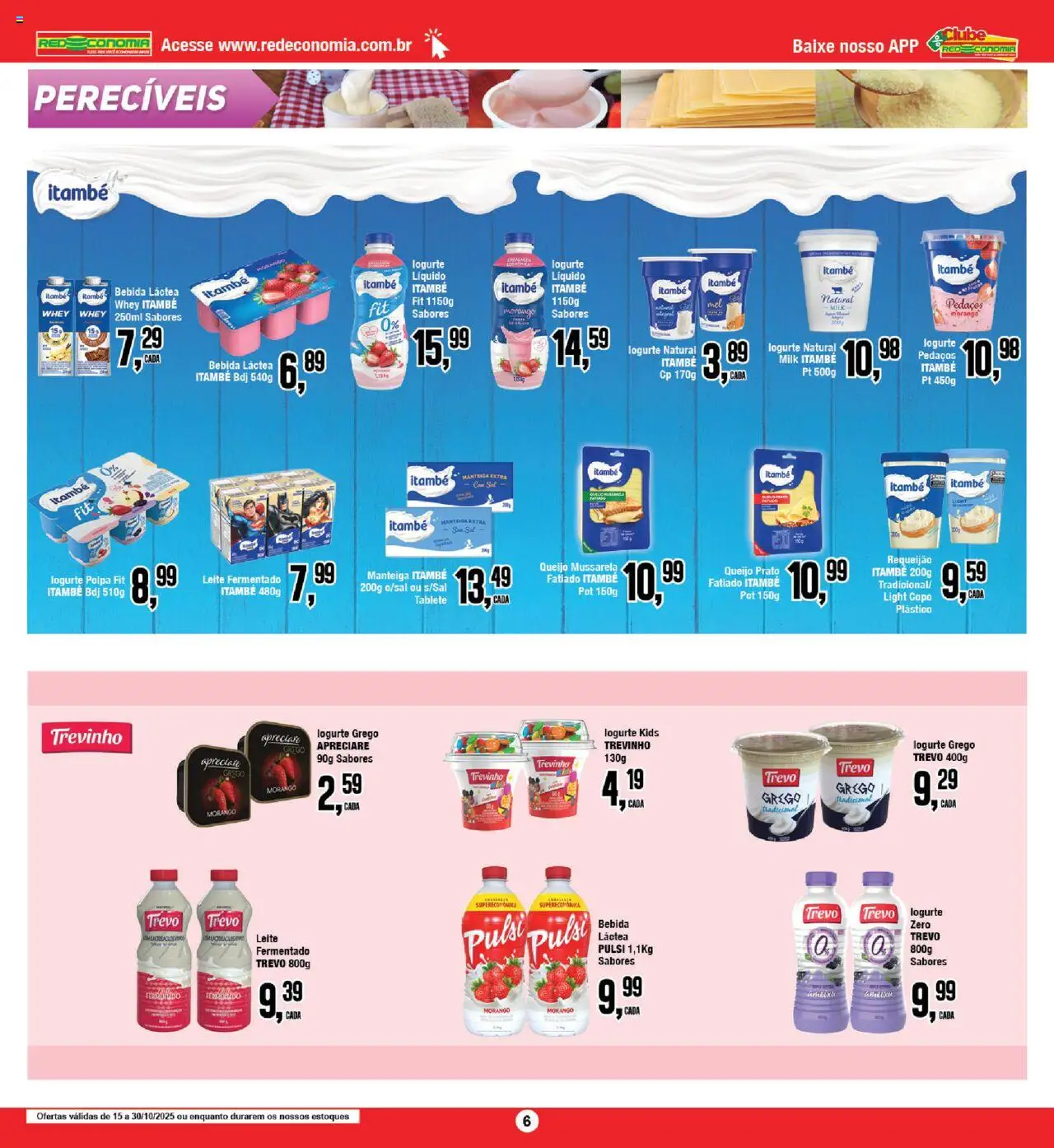 RedEconomia Folheto - válido de 15.10.2025 | Página: 6 | Produtos: Leite, Queijo, Bebida, Mussarela