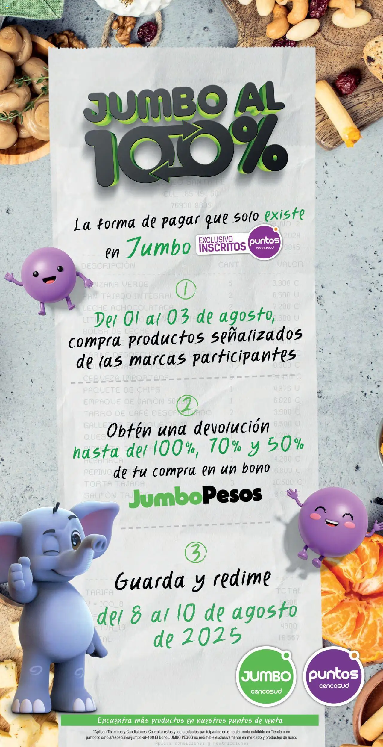 Jumbo revista - valida desde el 01.08.2025 | Página: 1 | Productos: Leche, Pan, Café, Cerveza