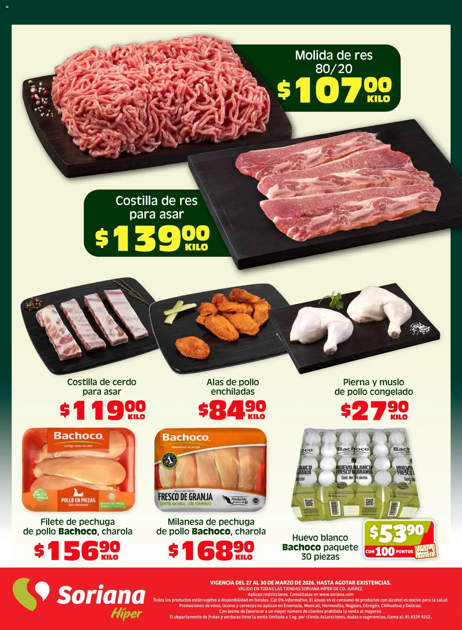 Nuevas ofertas de Soriana válidas en toda la República Mexicana desde el 27.03.2026. ¡Encuentra las mejores ofertas en Soriana Fin de Semana Híper: Juárez! | Página: 3 | Productos: Pollo, Milanesa, Huevo, Cerdo