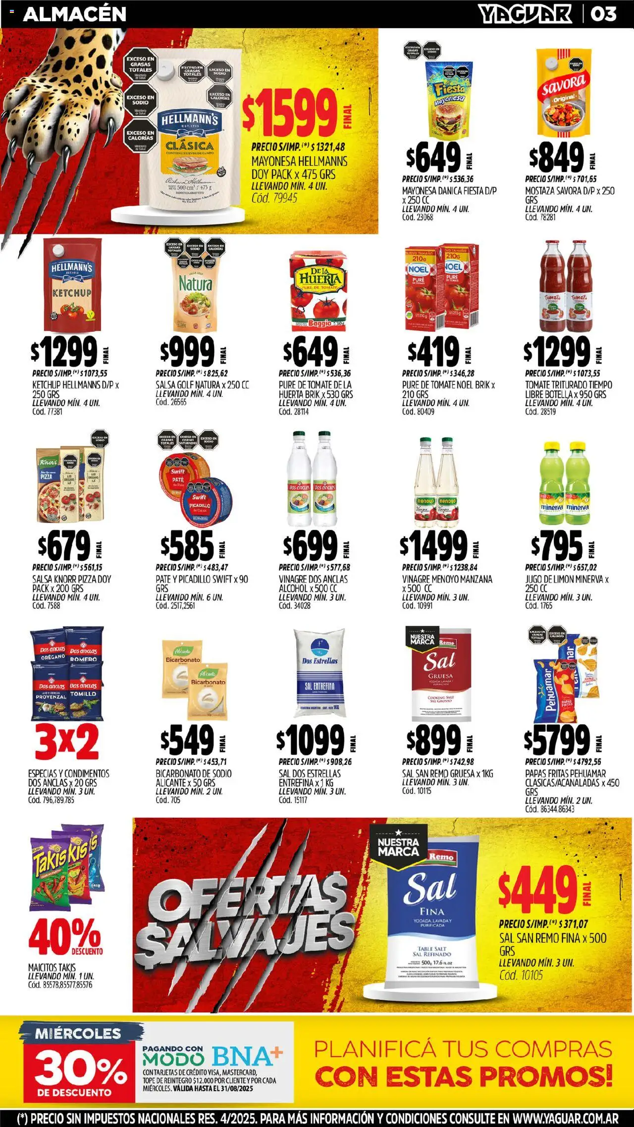 Yaguar - Mar del Plata │ válido desde el 11.08.2025 | Página: 3 | Productos: Botella, Tomate, Paté, Huevos
