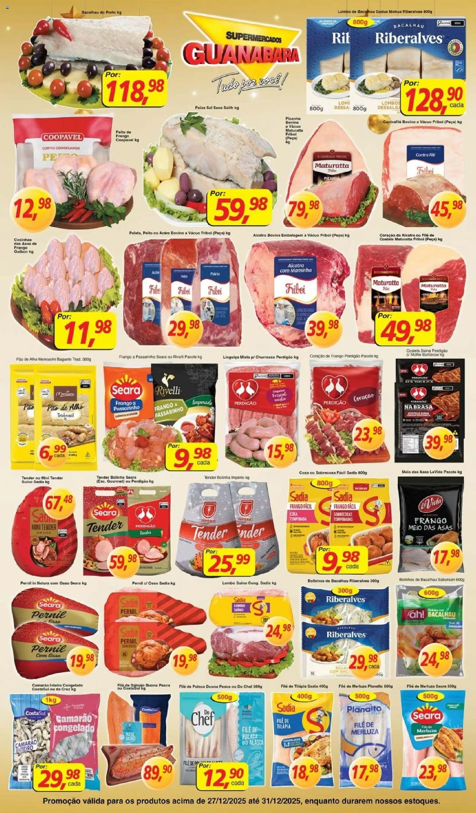 Supermercados Guanabara Folheto - válido de 27.12.2025 | Página: 5 | Produtos: Alho, Salmão, Tilápia, File de polaca