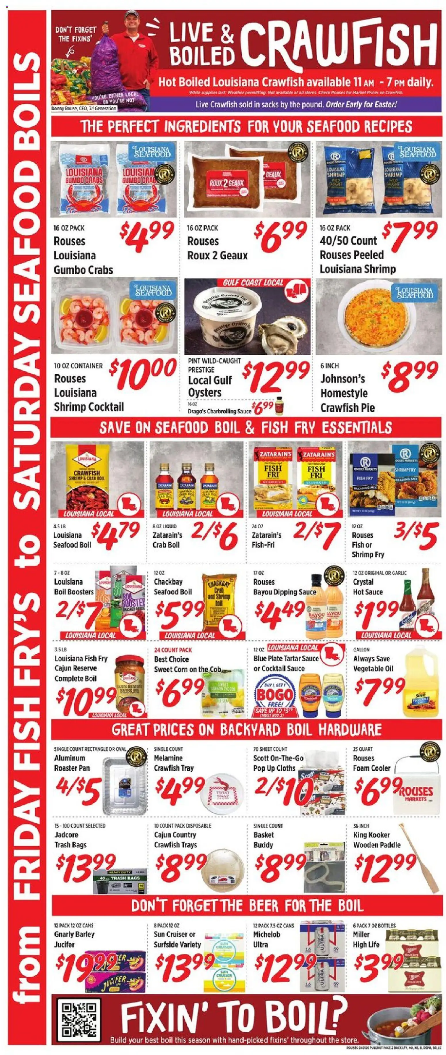 Rouses Weekly Ad - LA - valid from 01.04.2026 | Page: 3 | Products: Corn, Pan, Seafood, Sheet