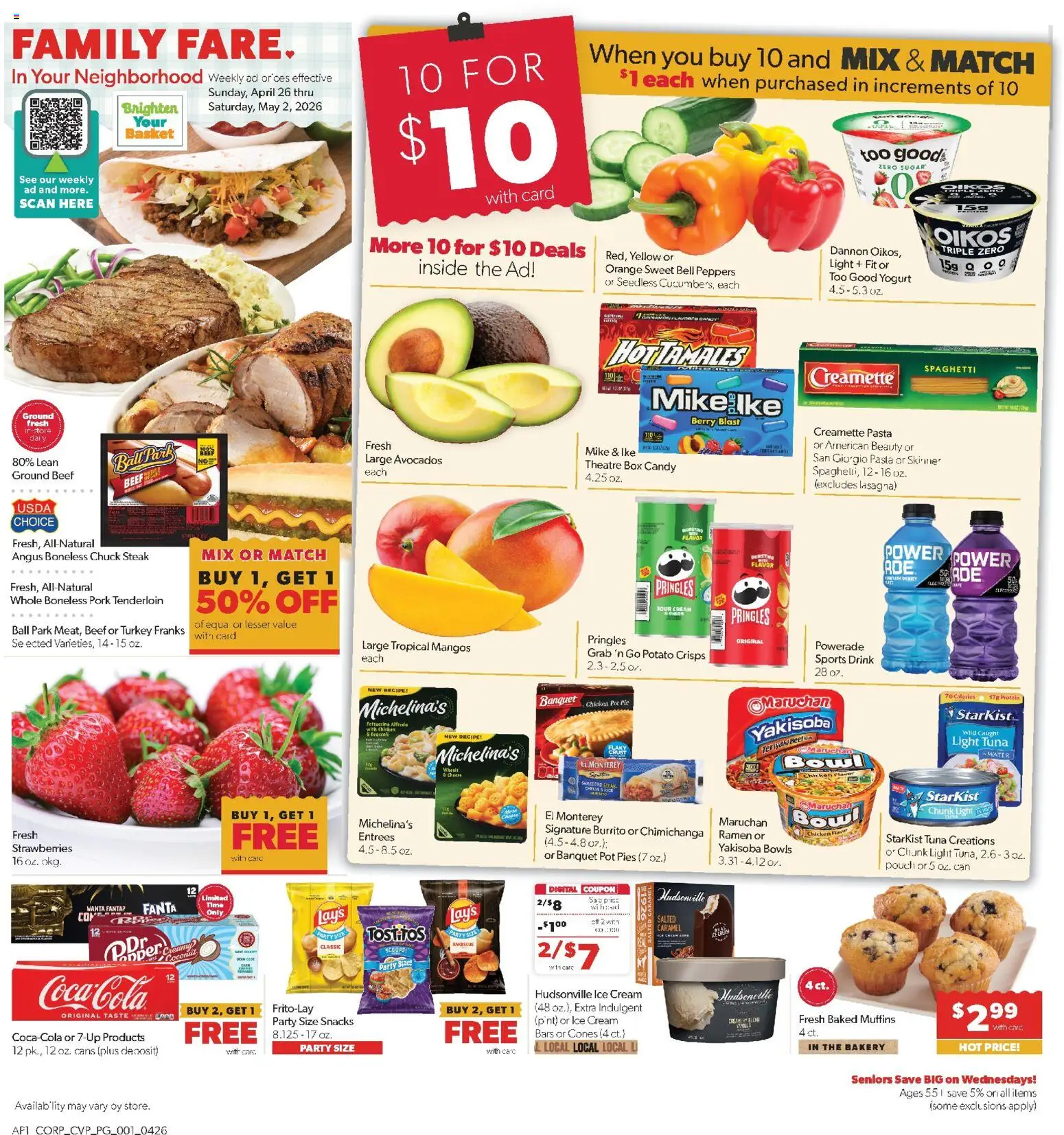 Family Fare Weekly Ad - valid from 26.04.2026 | Page: 1 | Products: Basket, Pork, Pasta, Cream