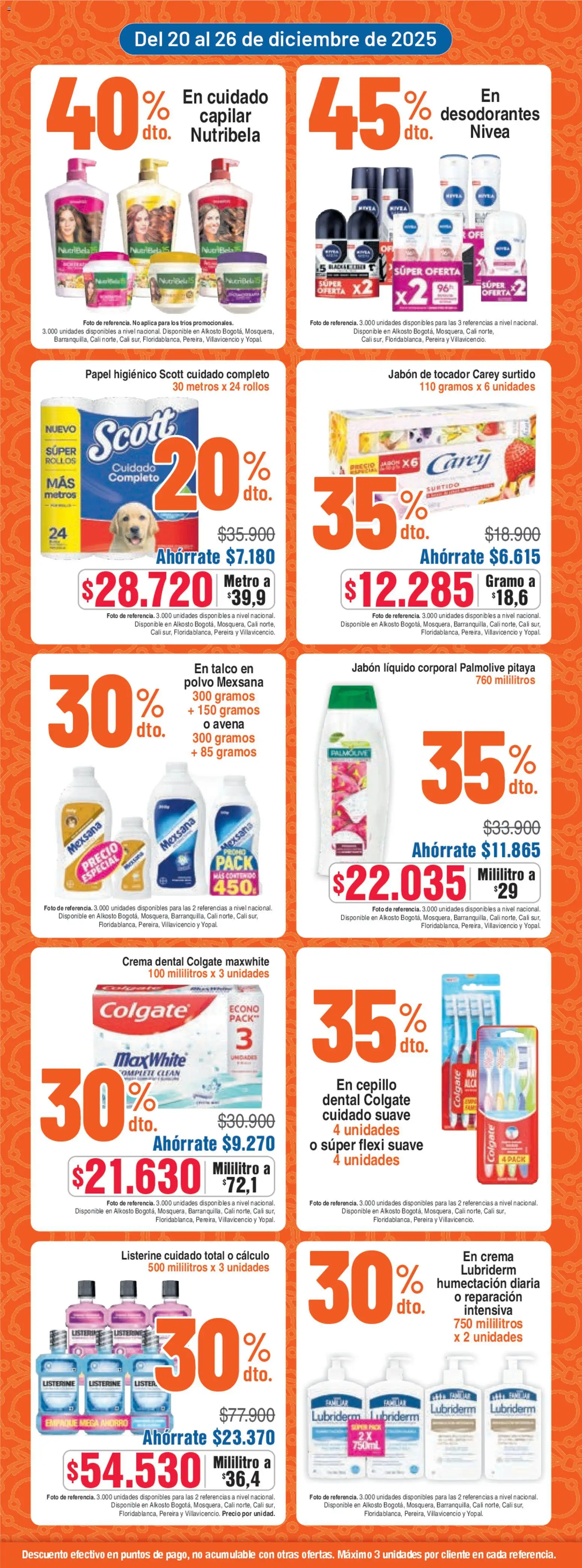 Alkosto revista - valida desde el 20.12.2025 | Página: 7 | Productos: Crema, Jabón líquido, Crema dental, Papel higiénico