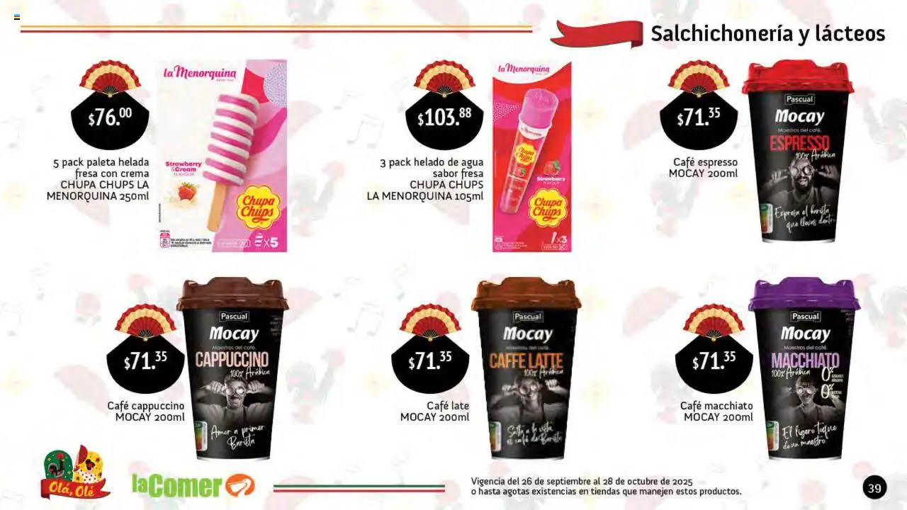 Nuevas ofertas de La Comer válidas en toda la República Mexicana desde el 26.09.2025. ¡Encuentra las mejores ofertas en La Comer folleto Olá, Olé! | Página: 39 | Productos: Fresa, Agua, Helado, Llave