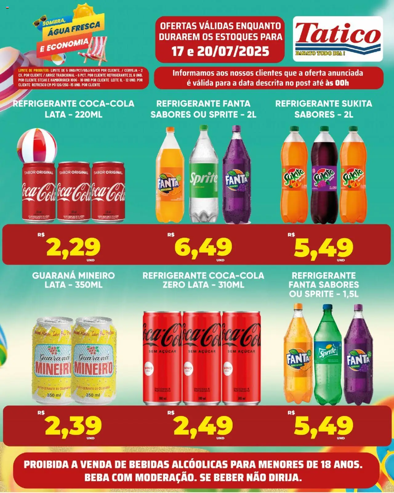 Tatico Folheto - válido de 19.07.2025 | Página: 23 | Produtos: Guaraná, Fanta, Leite, Cerveja