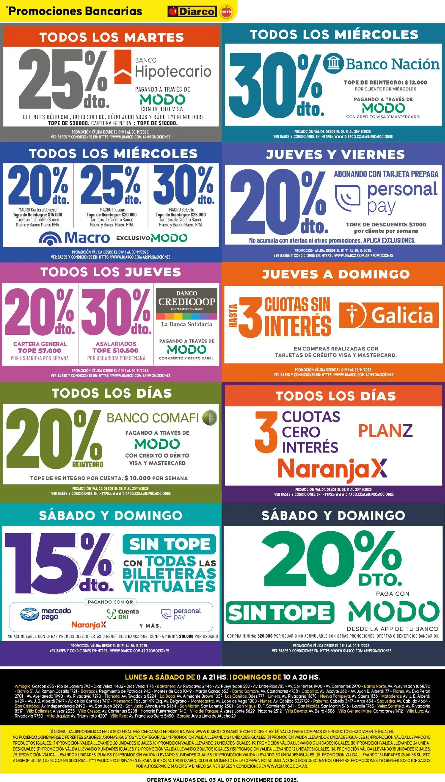 Diarco - Ofertas Diarco Barrio │ válido desde el 03.11.2025 | Página: 11 | Productos: Cartera, Banco, Lima, General