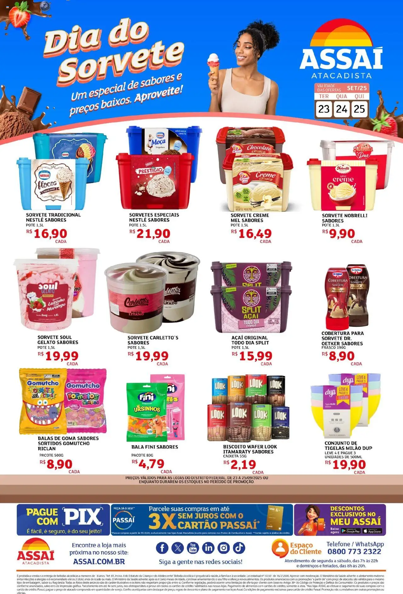 Assaí Atacadista Folheto - válido de 23.09.2025 | Página: 1 | Produtos: Flocos, Sorvete, Açaí, Tigela