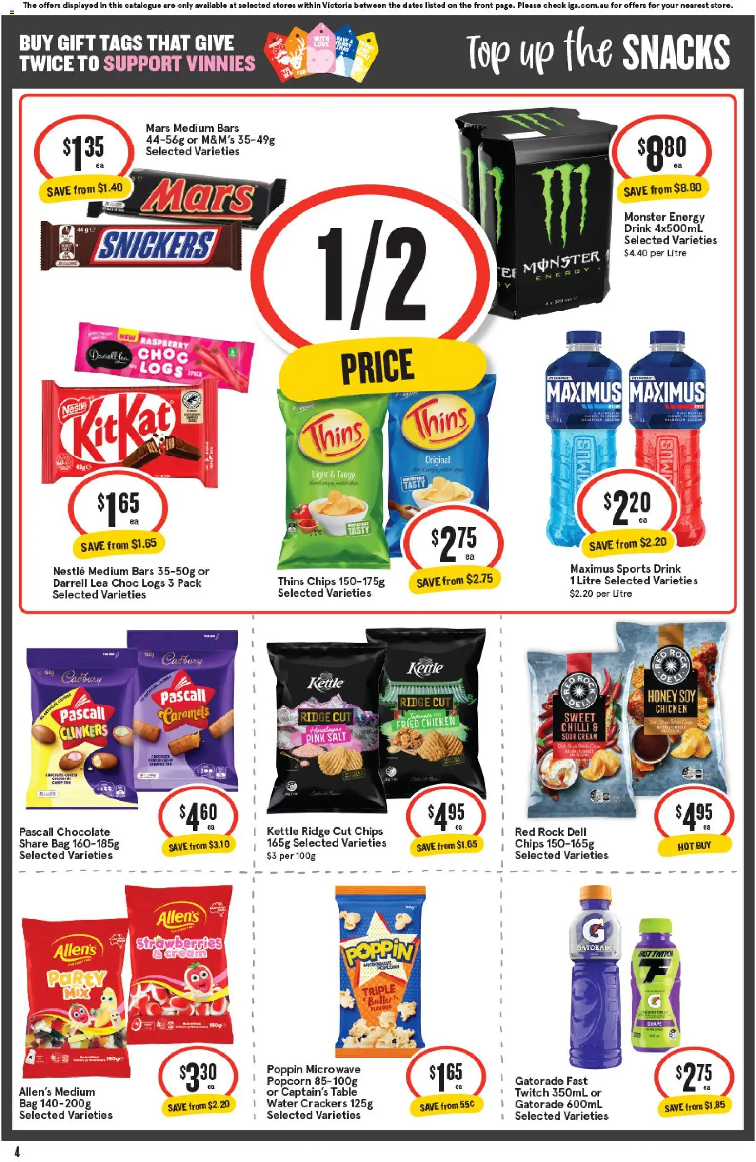 IGA catalogue - valid from 12.11.2025 | Page: 4 | Products: Butter, Energy drink, Chocolate, Strawberries