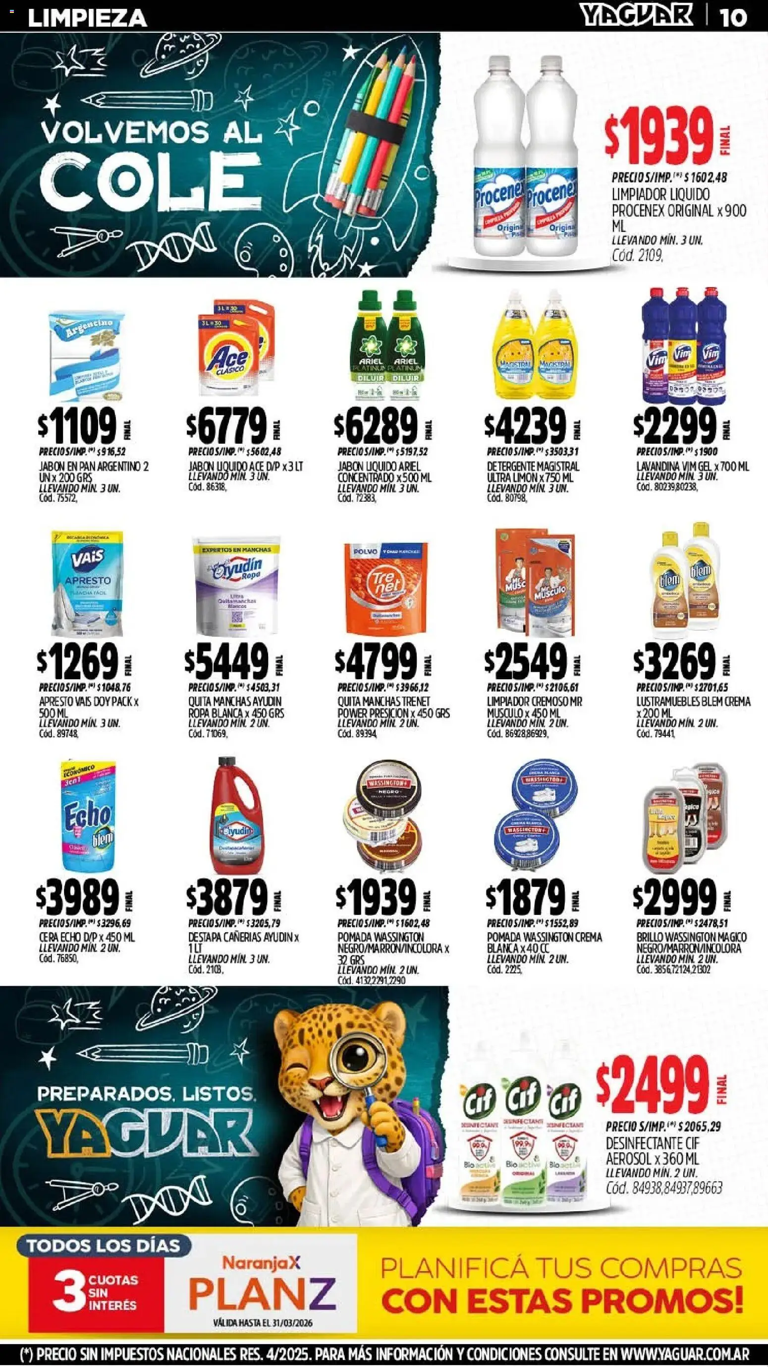 Yaguar - Oferta Semanal Misiones │ válido desde el 02.03.2026 | Página: 10 | Productos: Polvo, Detergente, Limón, Limpiador